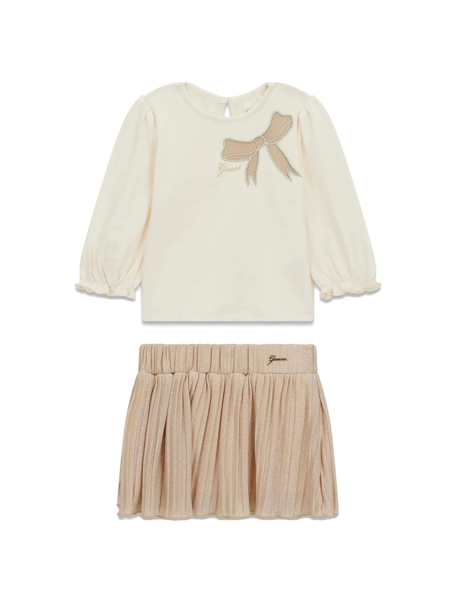 Completo Guess Neonata t-shirt e gonna in lurex crema