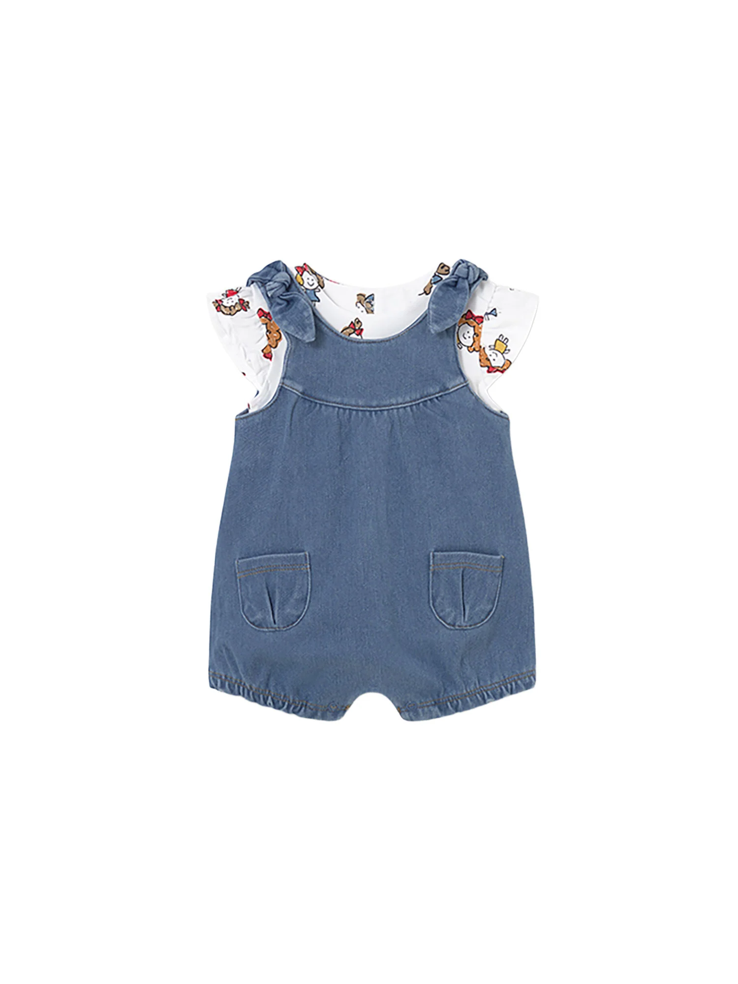 Completo Mayoral Neonata t-shirt e salopette jeans