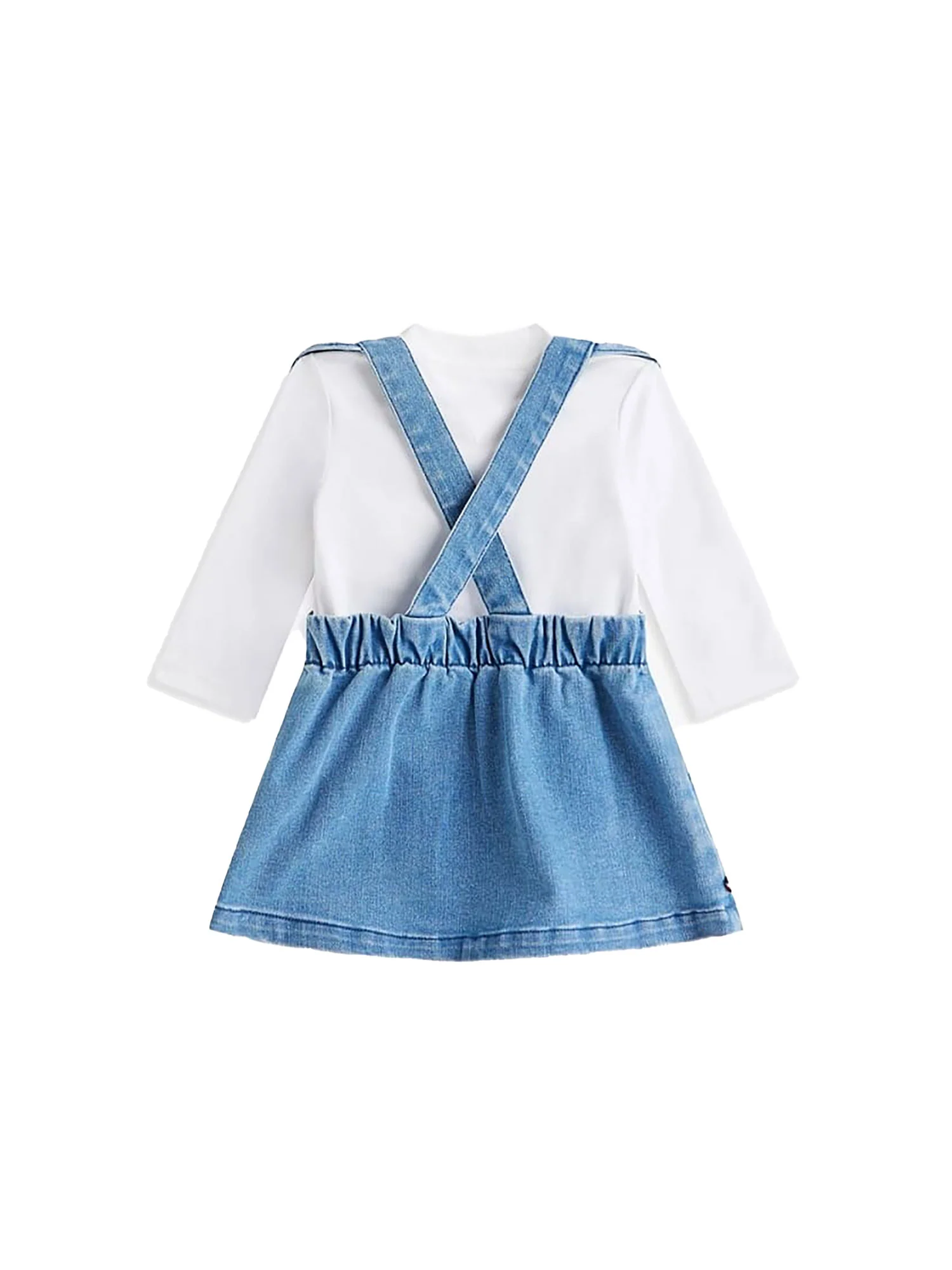Completo due pezzi Tommy Hilfigher Neonata t-shirt e salopette in jeans denim medio - Image 2