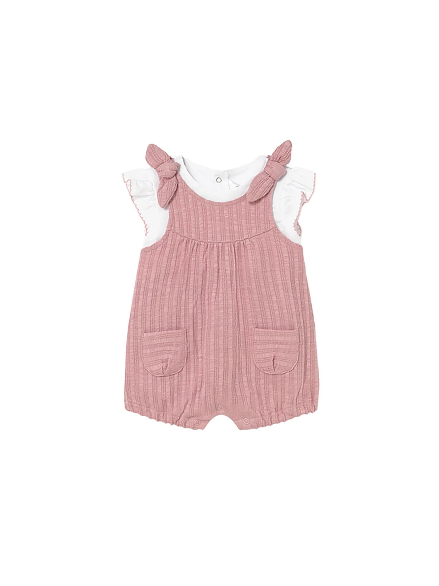 Completo Mayoral Neonata t-shirt e salopette rosa