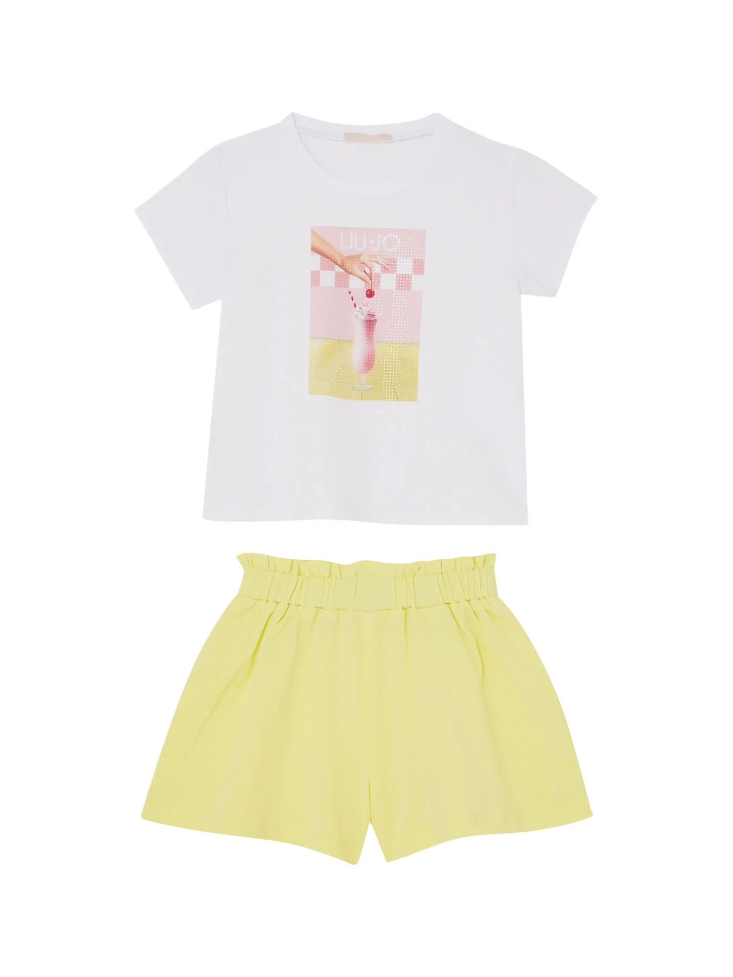 Completo Liu Jo bambina 2 pz. (T-S+Short) bianco/giallo