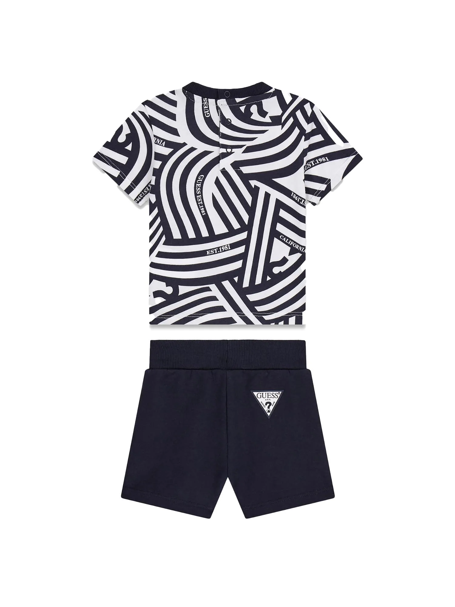 Completo Guess Neonato t-shirt e shorts con logo blu/bianco - Image 2