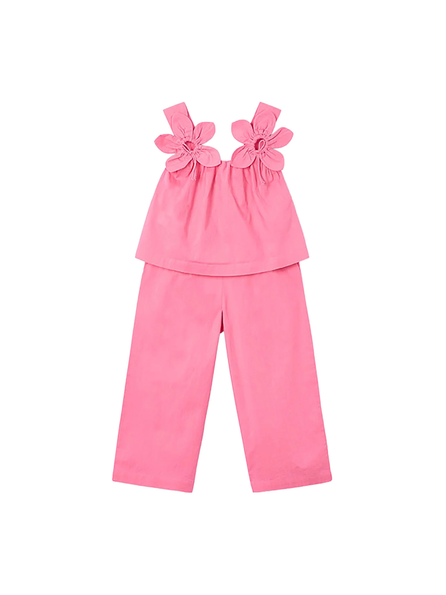 Completo Mayoral Bambina top e pantaloni con applicazione fiori geranio