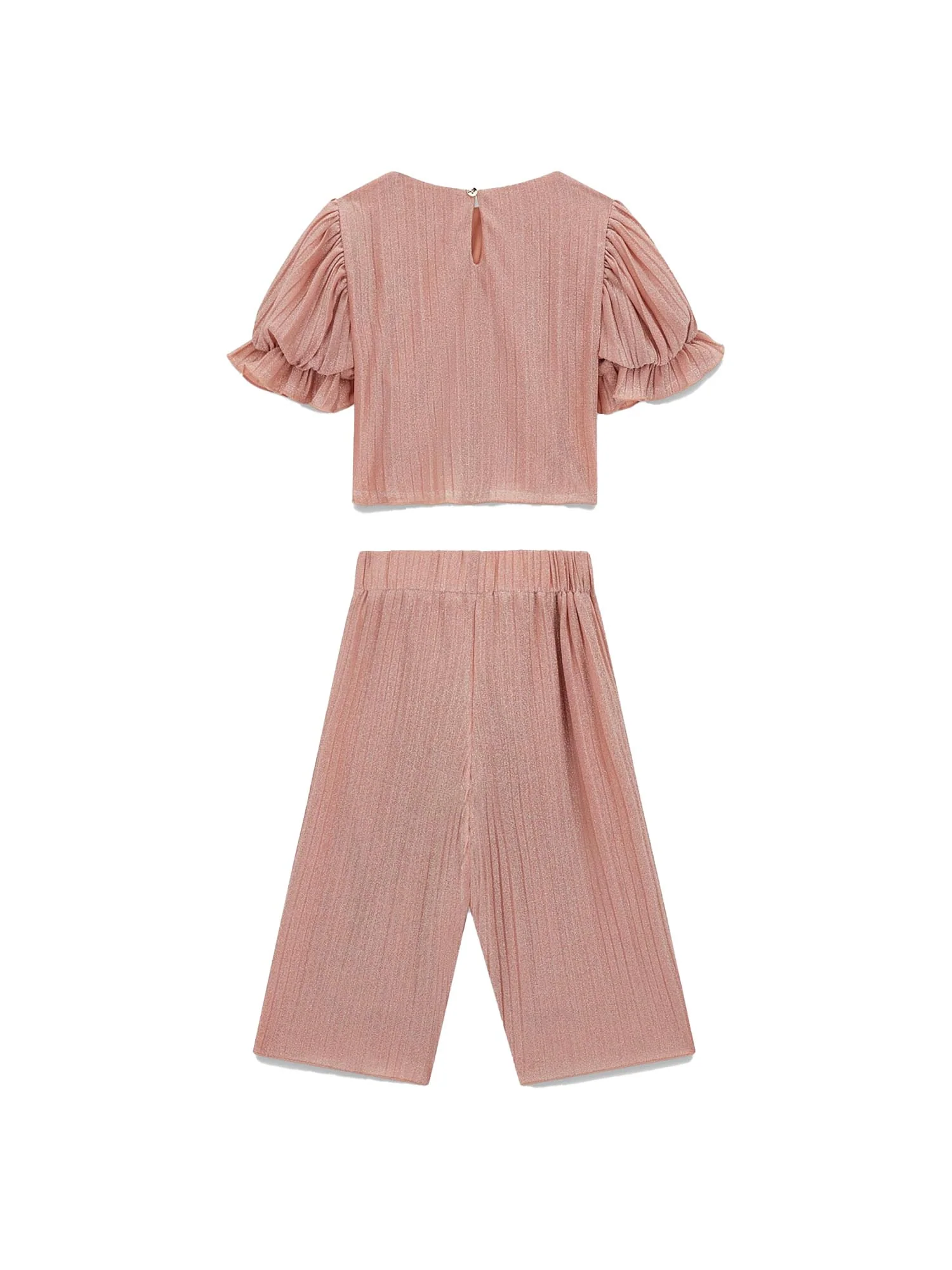 Completo Guess Bambina top e pantalone in lurex rosa - Image 2