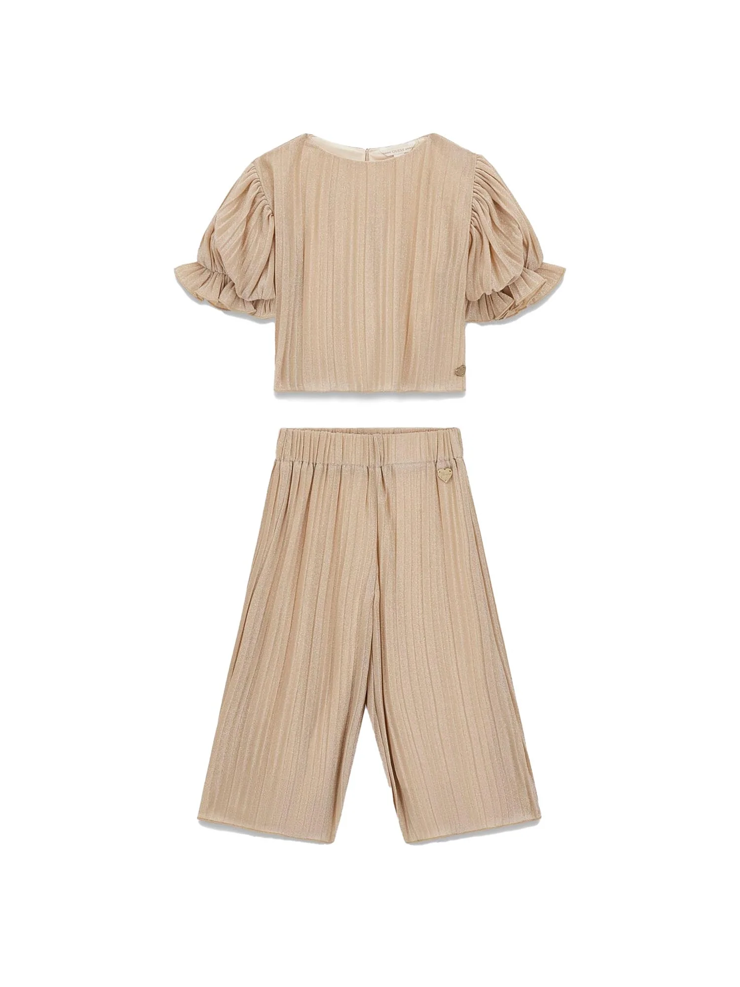 Completo Guess Bambina top e pantalone in lurex sabbia