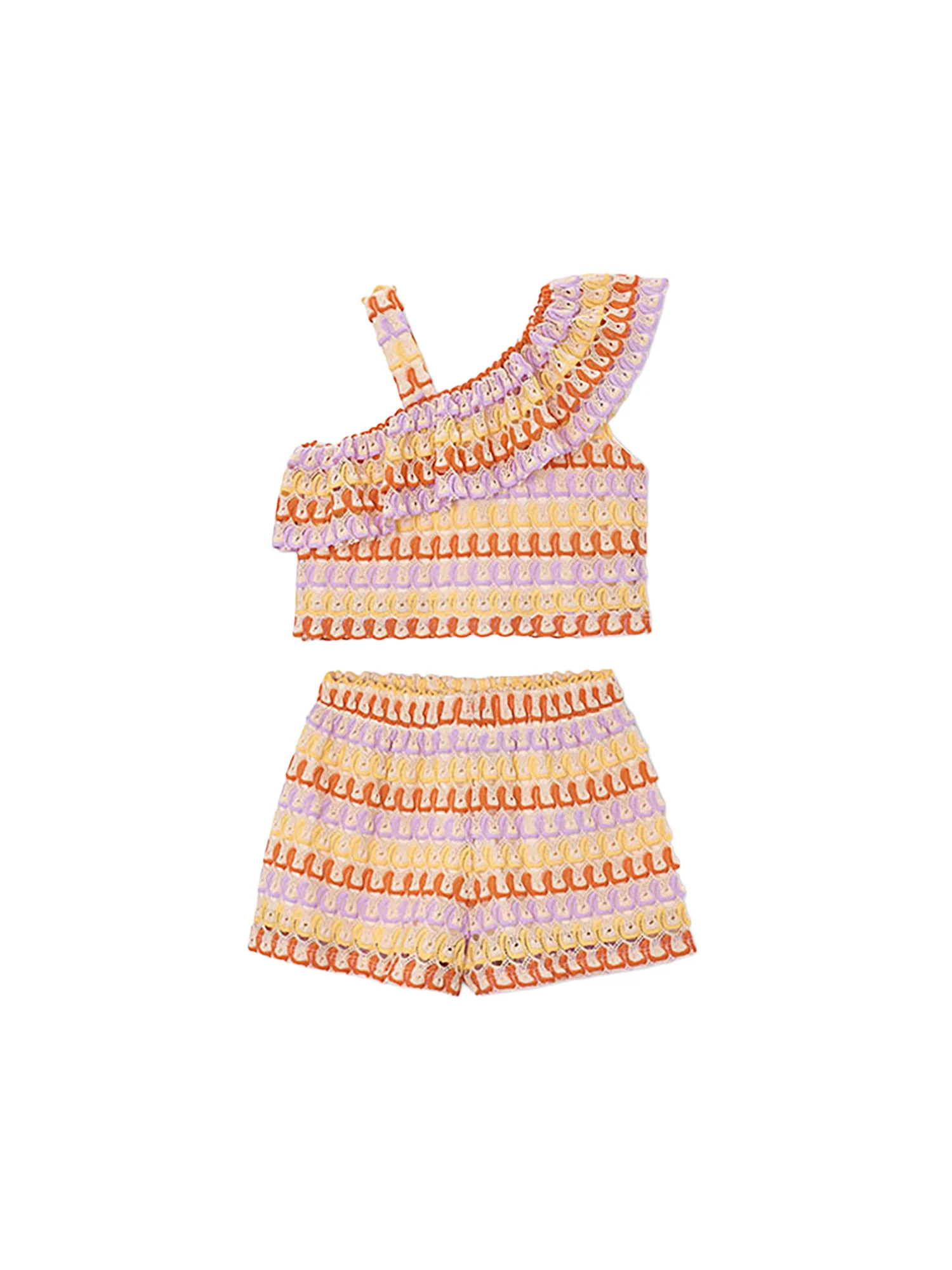 Completo Mayoral Bambina top e shorts fantasia lilla