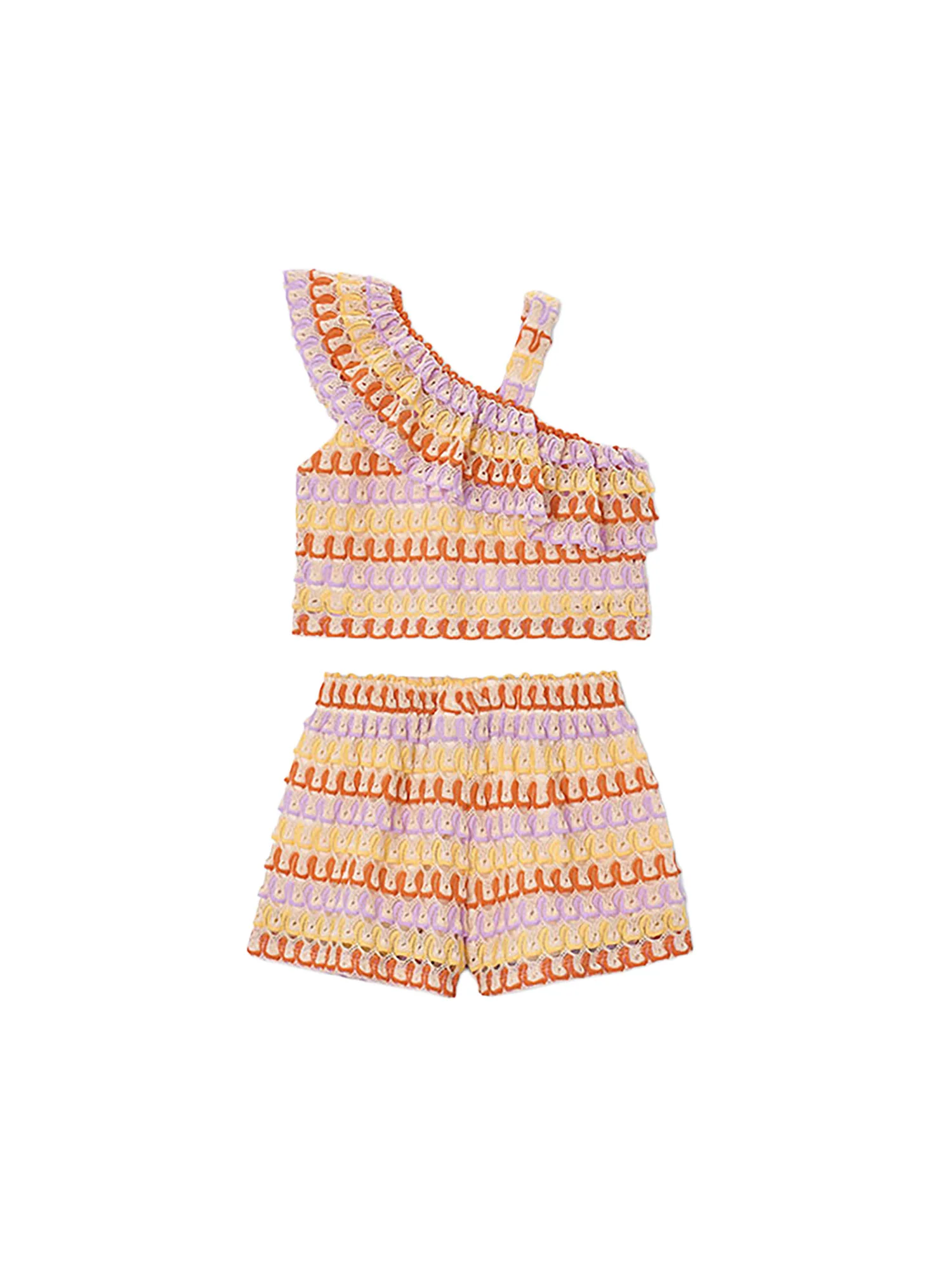 Completo Mayoral Bambina top e shorts fantasia lilla - Image 2