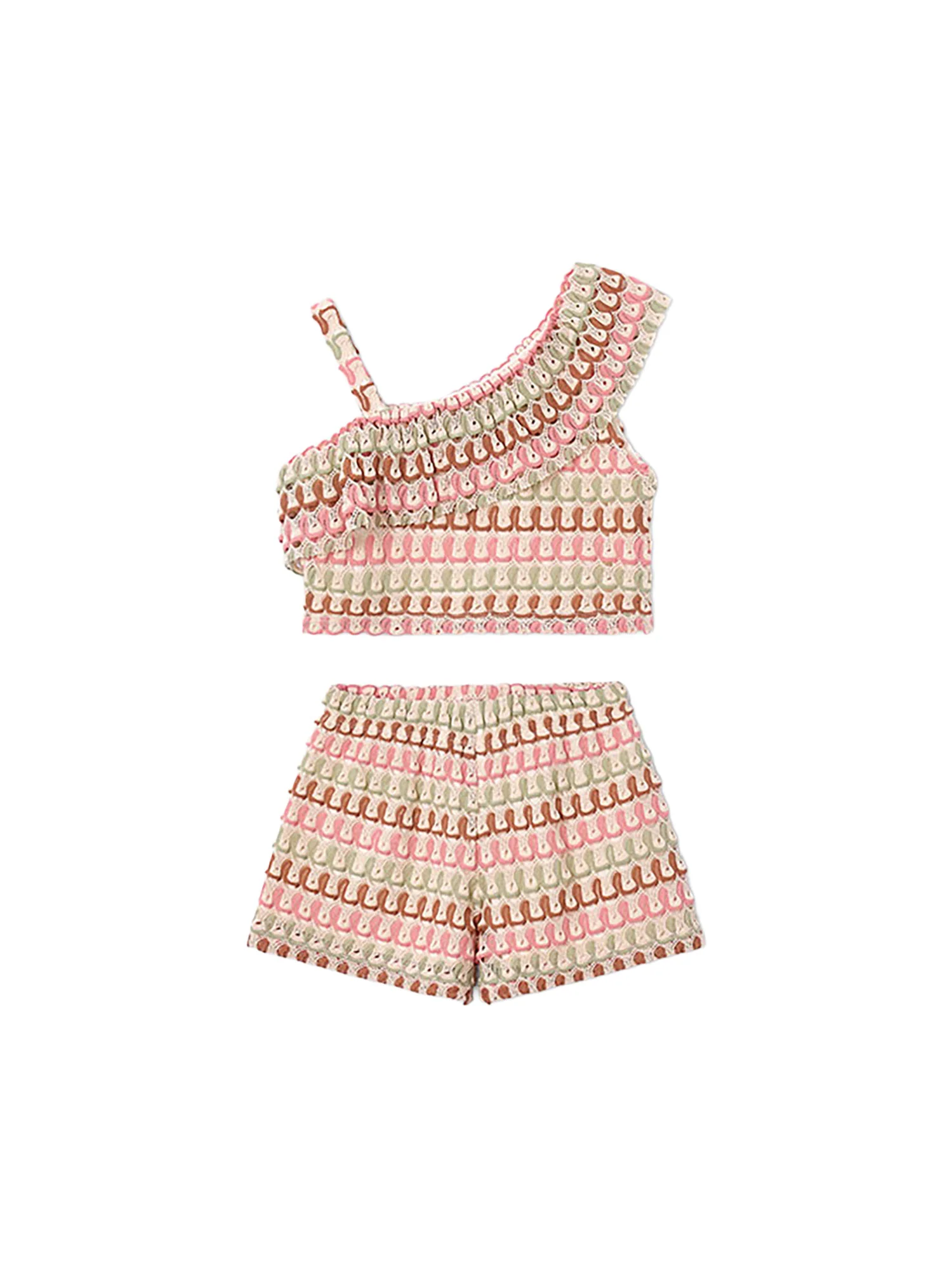 Completo Mayoral Bambina top e shorts fantasia mandarino