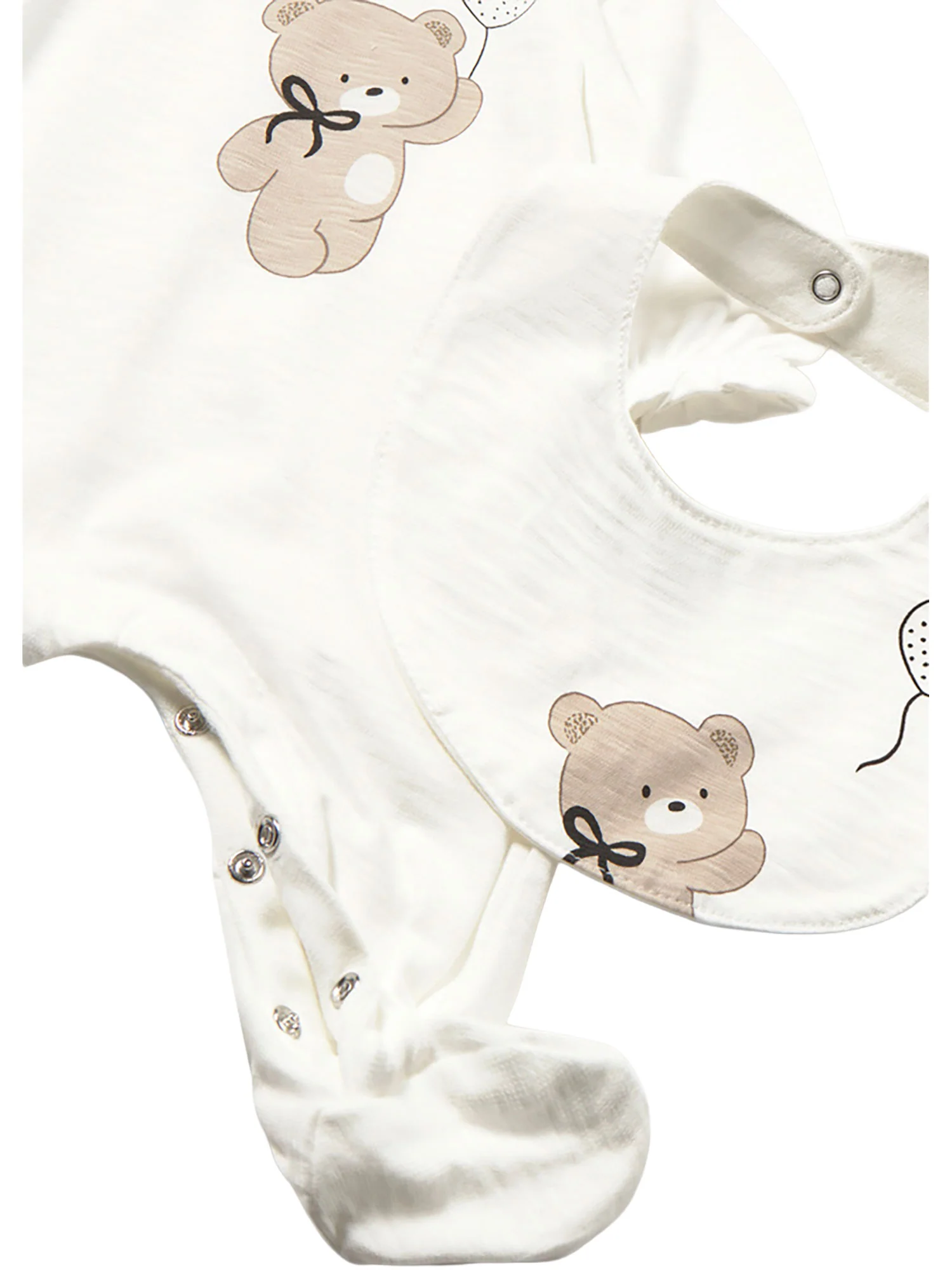 Completo Mayoral Neonato tutina e bavetta teddy ecrù - Image 3
