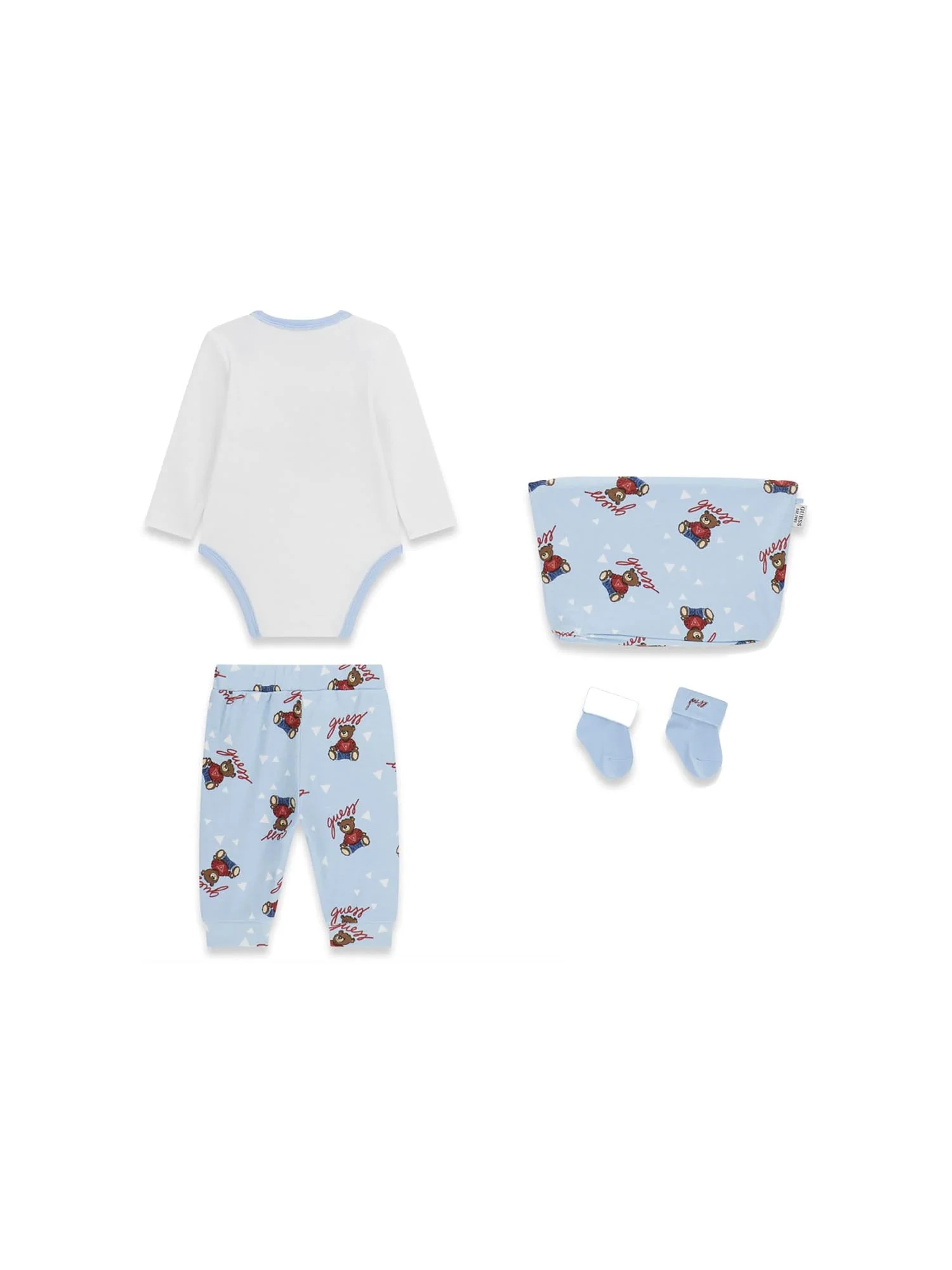 Completo Guess Neonato body, pantalone e calze bear blu - Image 2