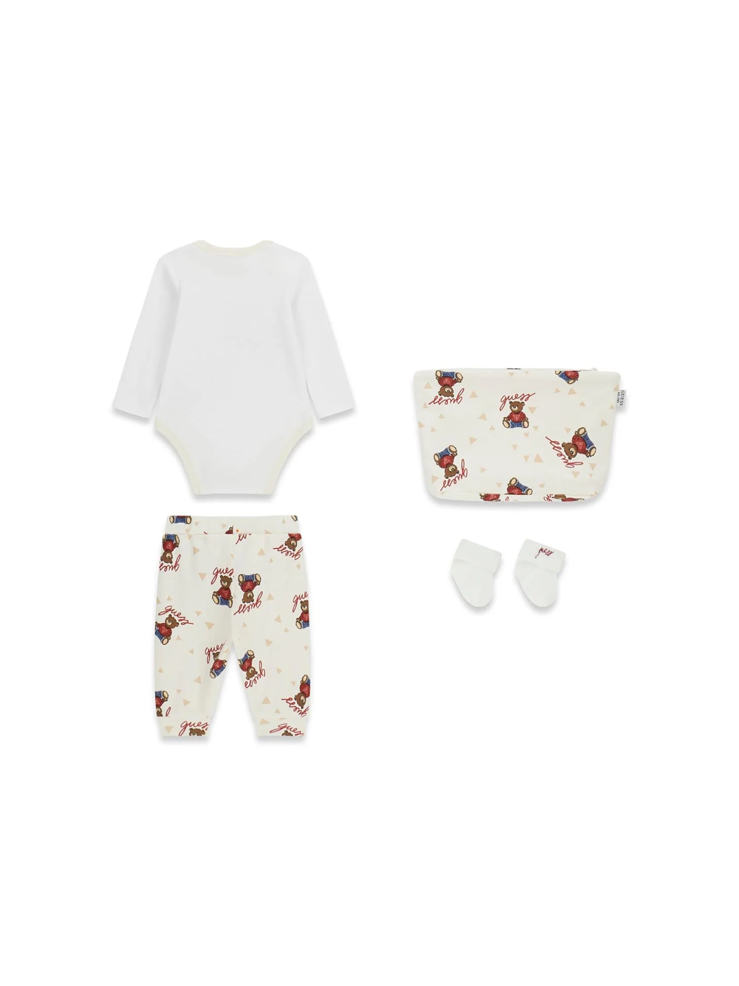 Completo Guess Neonato body, pantalone e calze bear crema - Image 2