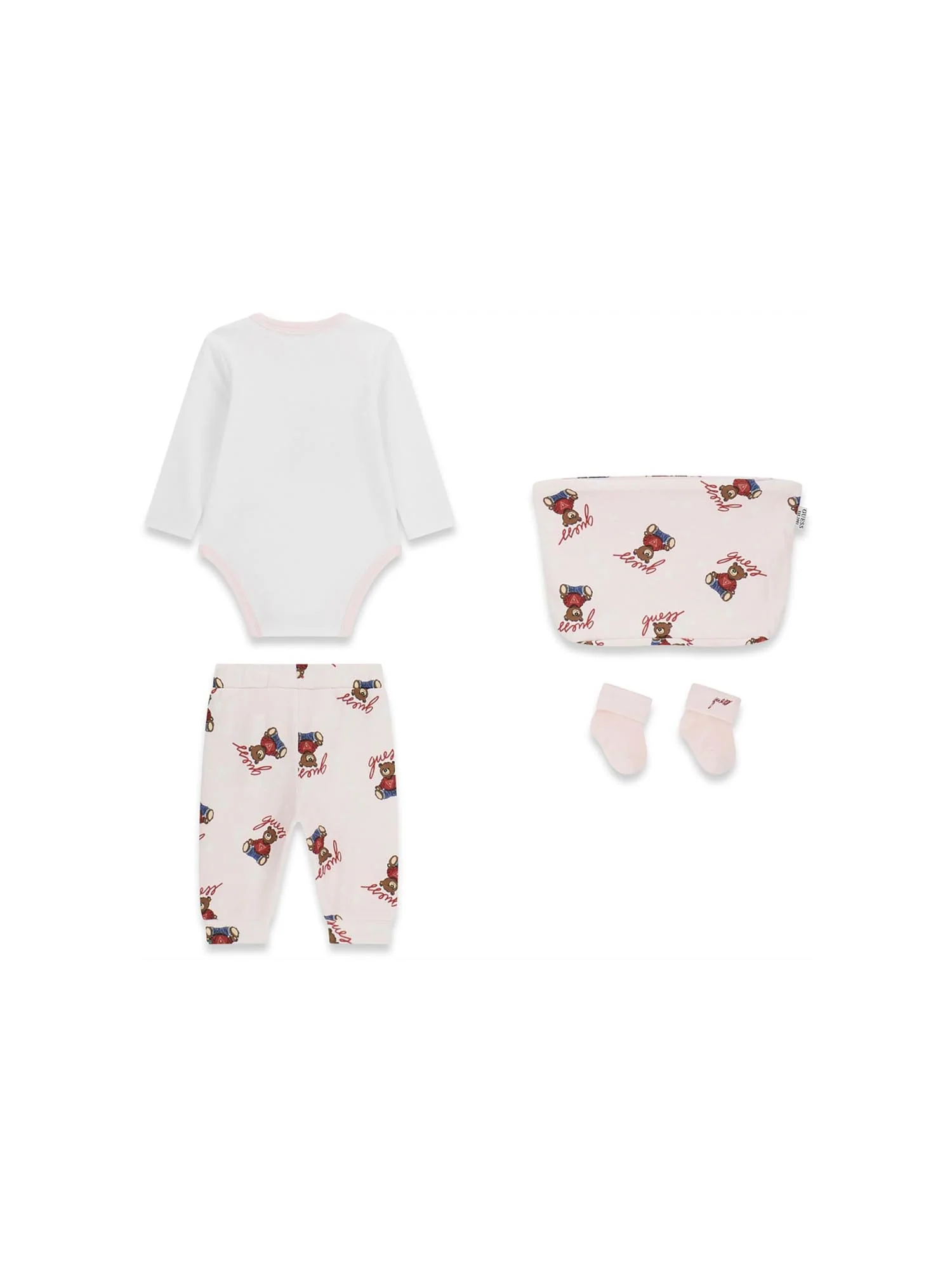 Completo Guess Neonata body, pantalone e calze bear rosa - Image 2