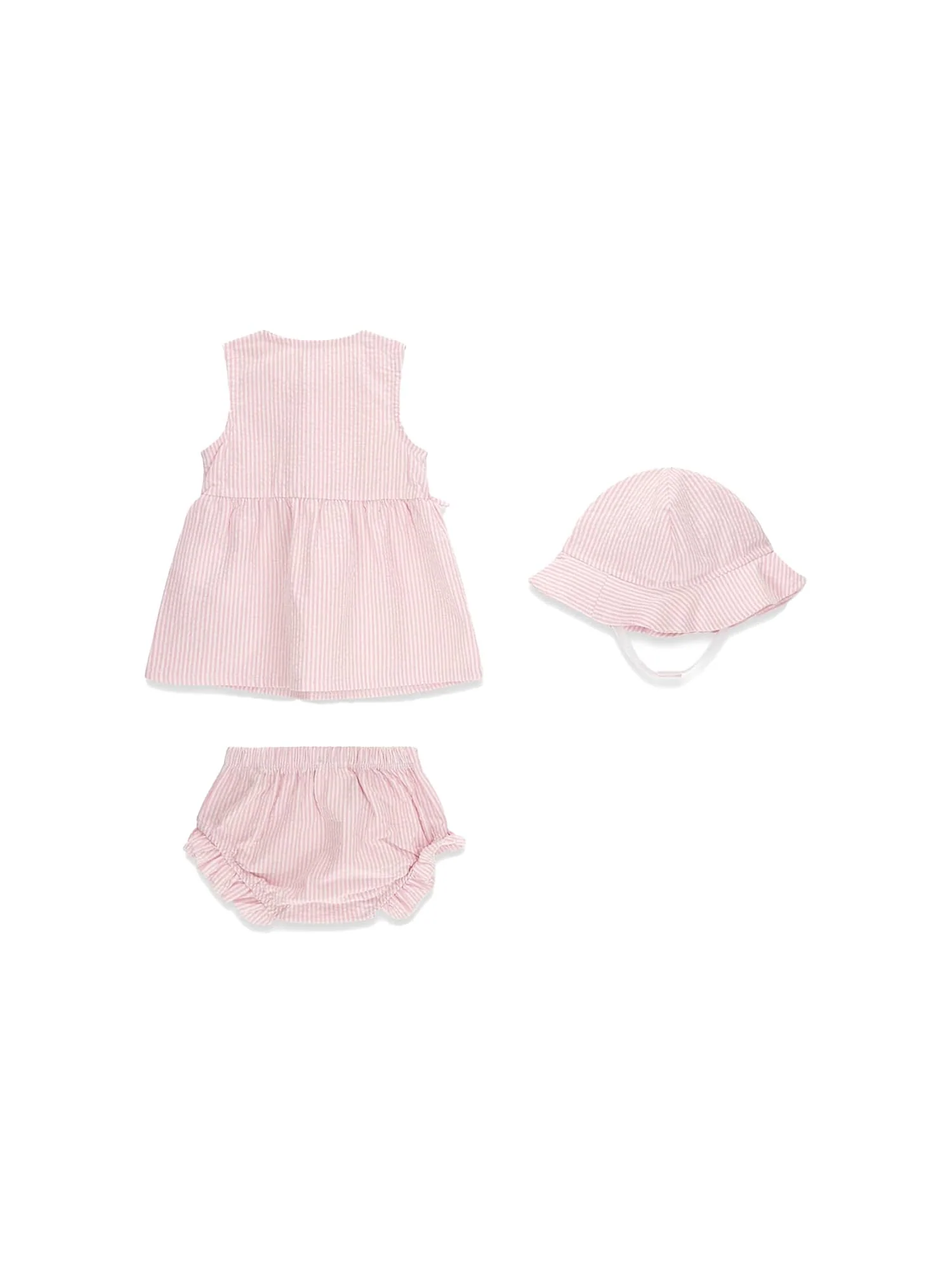 Completo Guess Neonata cappello, abito e panties rosa/bianco - Image 2