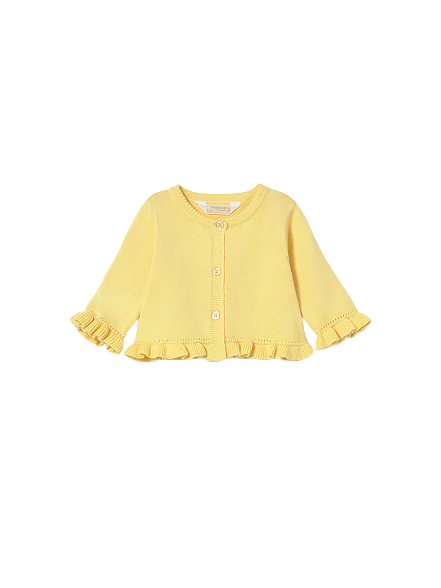 Completo Mayoral Neonata cardigan, blusa e shorts giallo multi - Image 2