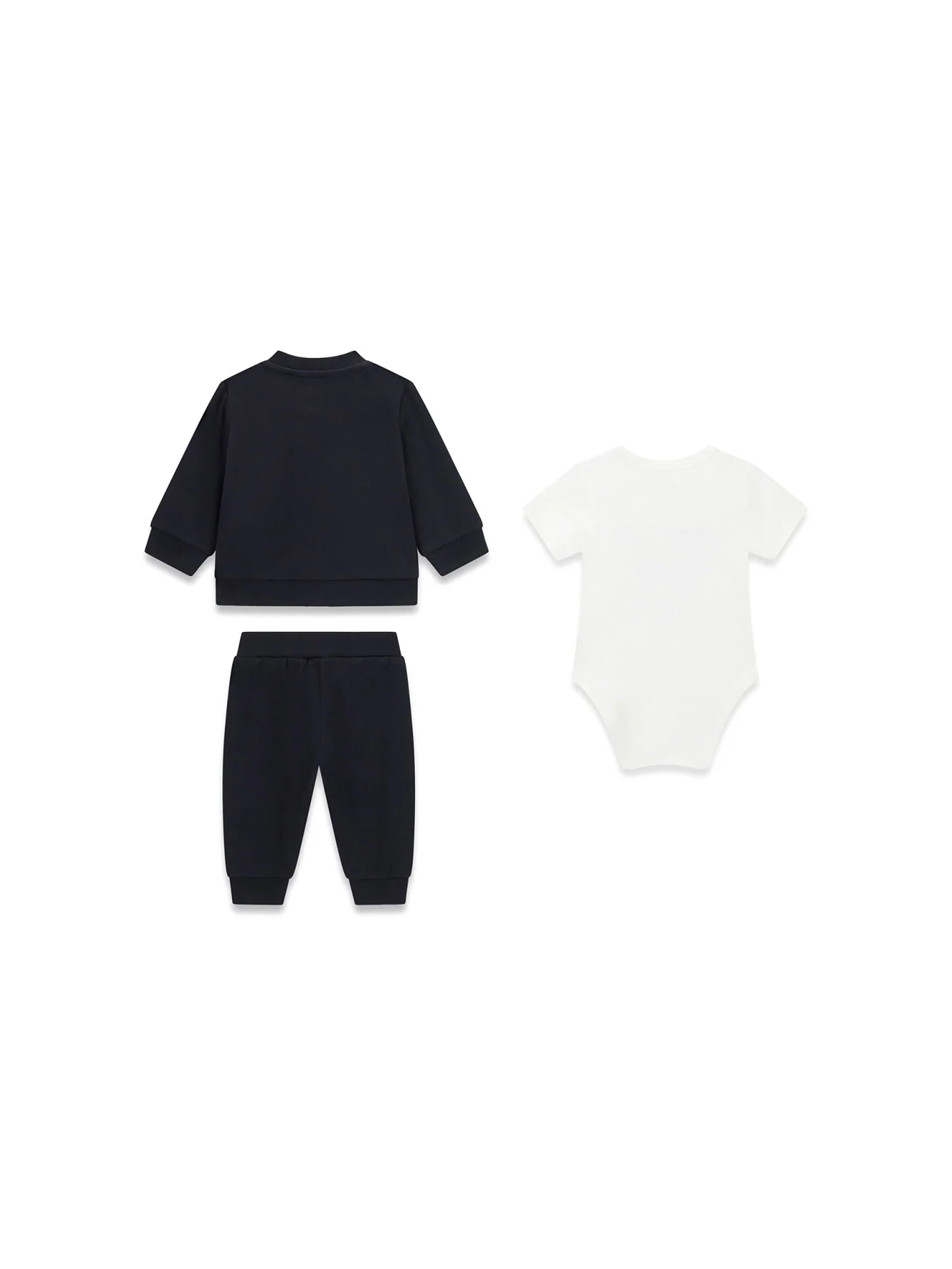 Completo Guess Neonato felpa, body e pantalone ricamo blu - Image 3