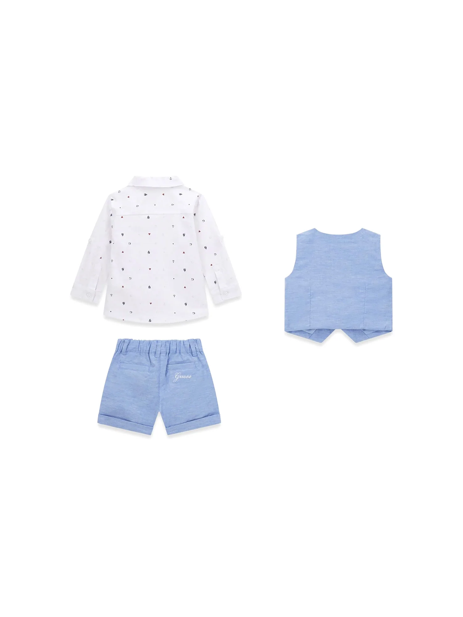 Completo Guess Neonato gilet, camicia e shorts oxford - Image 3