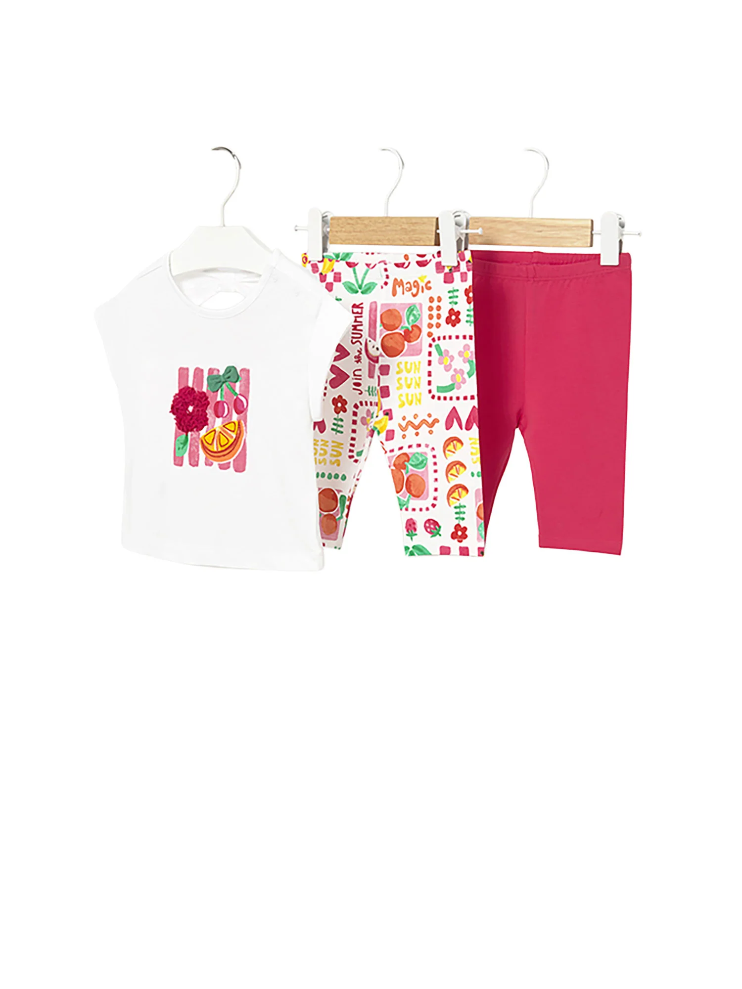 Completo Mayoral Neonata t-shirt e due leggings fruit ibiscus