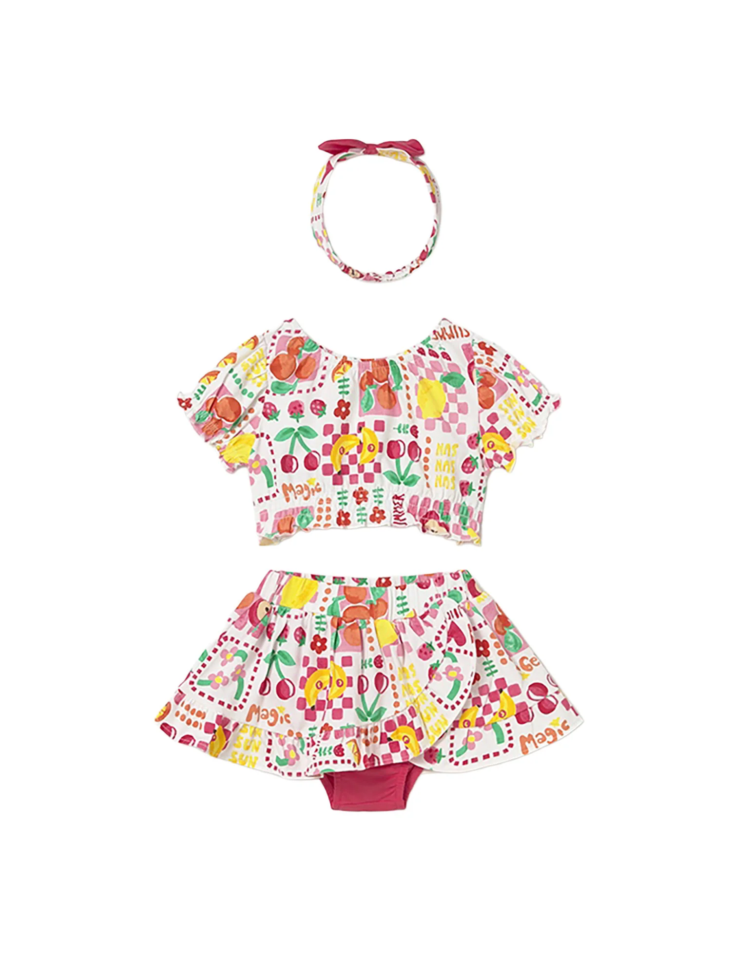 Completo Mayoral Bambina top, gonna e fascia fruit ibiscus