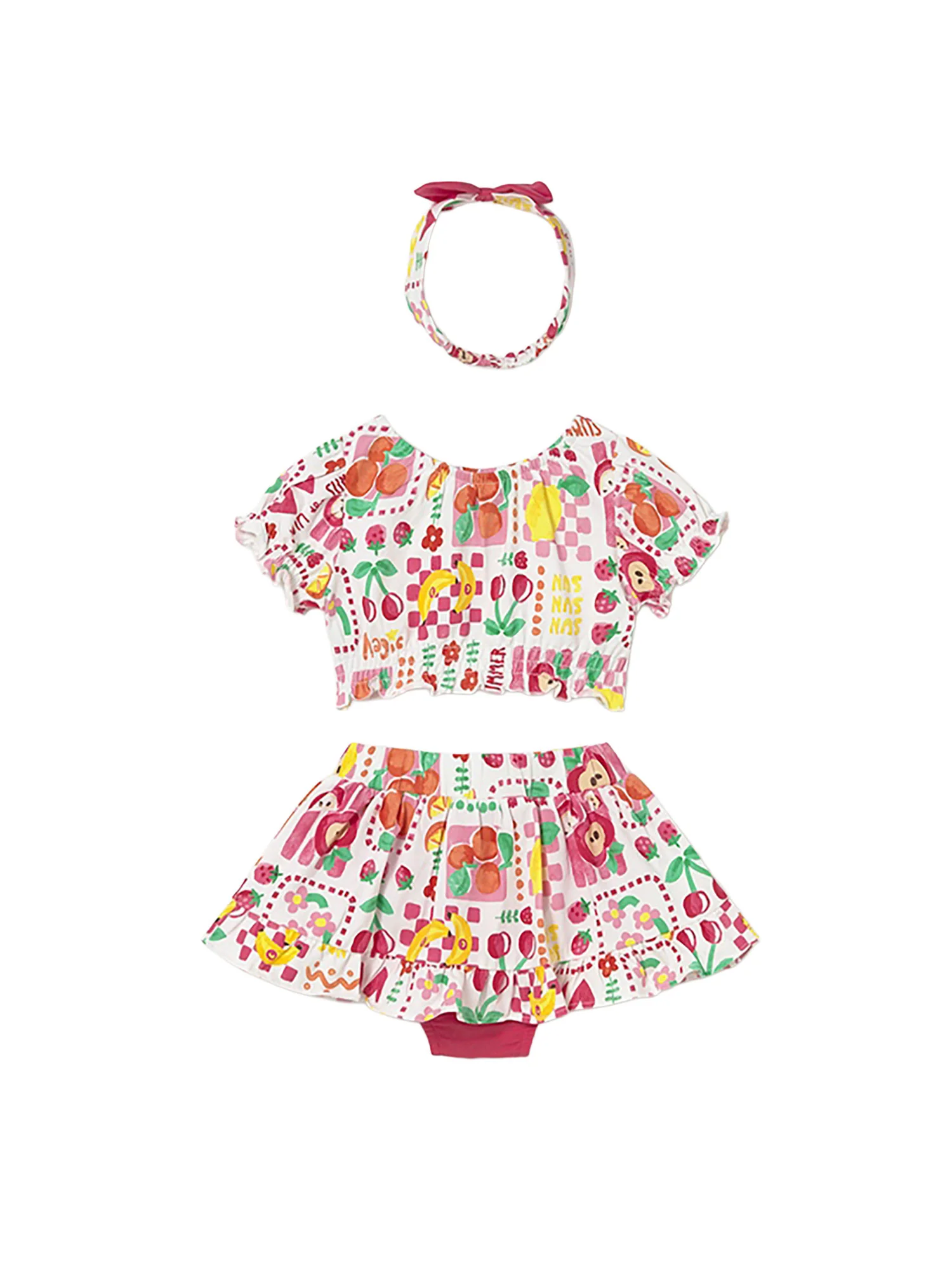 Completo Mayoral Bambina top, gonna e fascia fruit ibiscus - Image 2