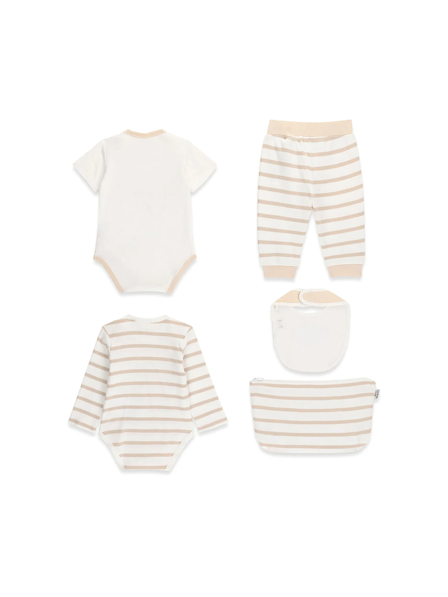 Completo Guess Neonato body, pantalone e bavetta bianco/beige - Image 2