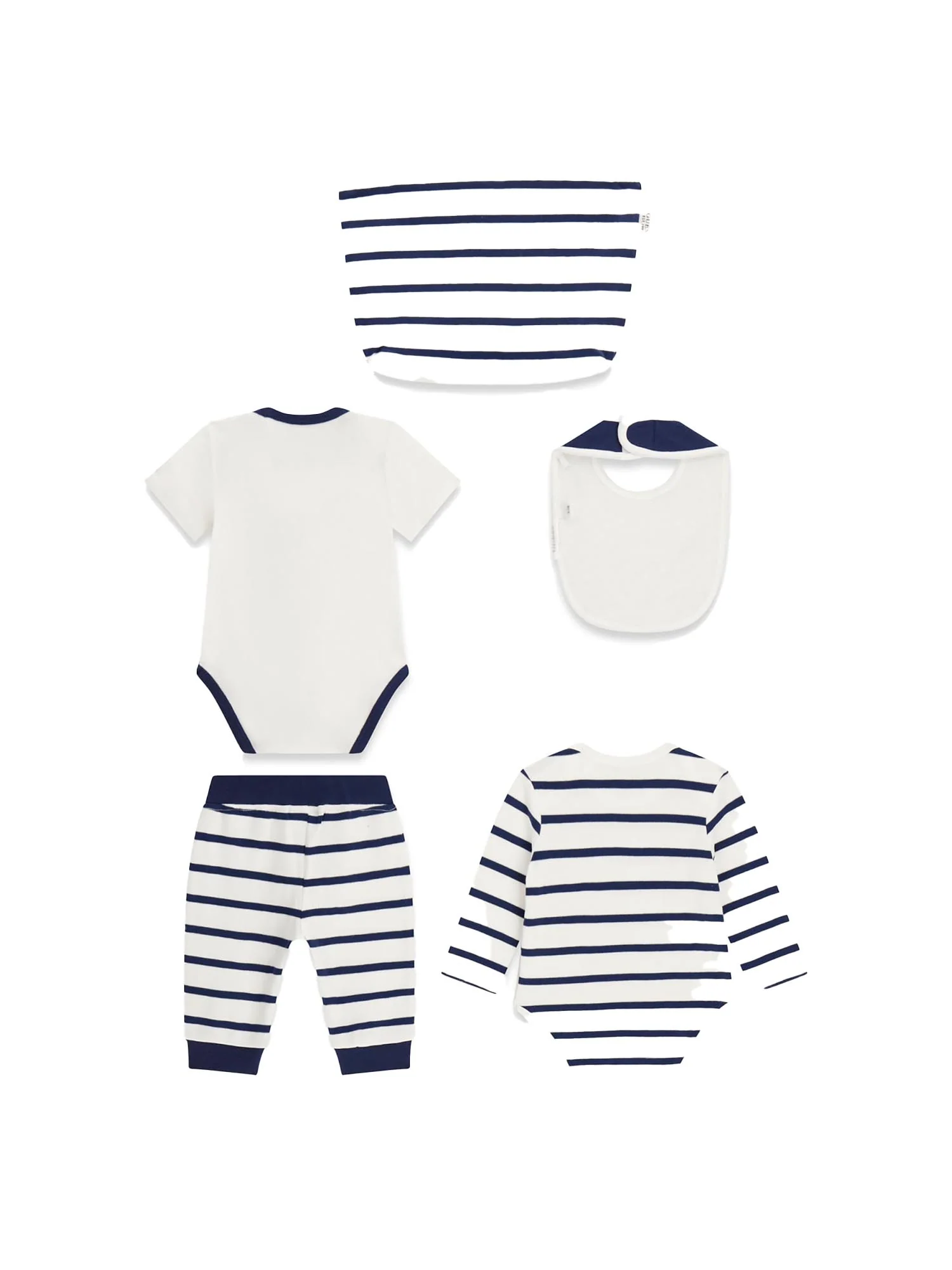 Completo Guess Neonato body, pantalone e bavetta bianco/blu - Image 2