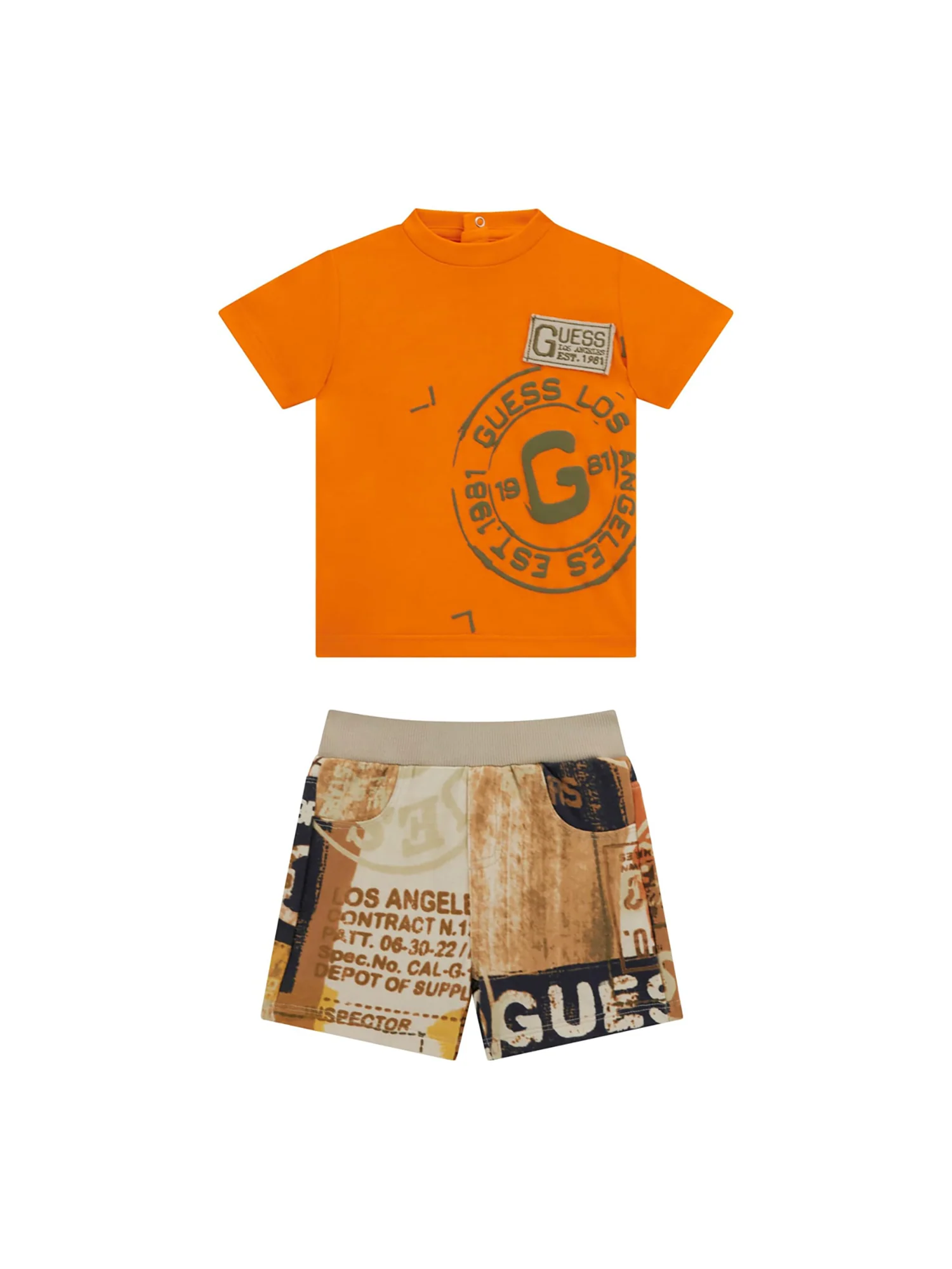 Completo 2 pz neonato t-shirt e shorts stampa Los Angeles arancio