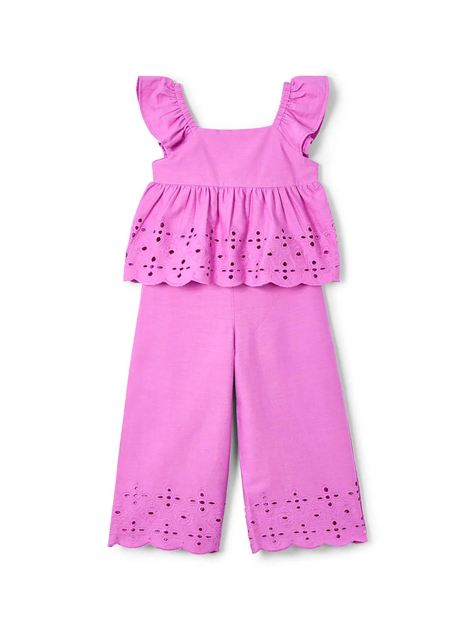 Completo due pezzi (blusa+pantaloni) cotone fucsia