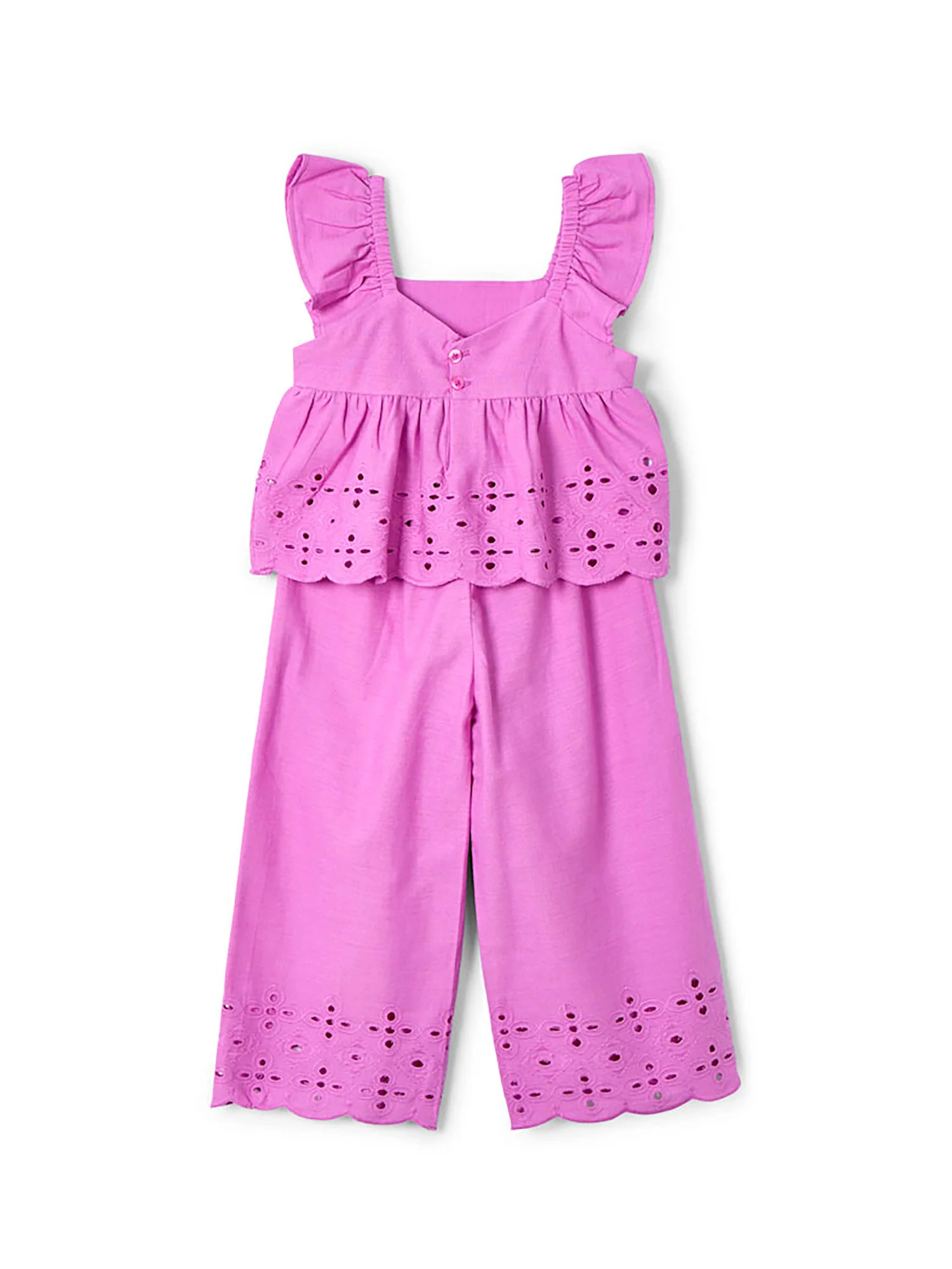 Completo due pezzi (blusa+pantaloni) cotone fucsia - Image 2