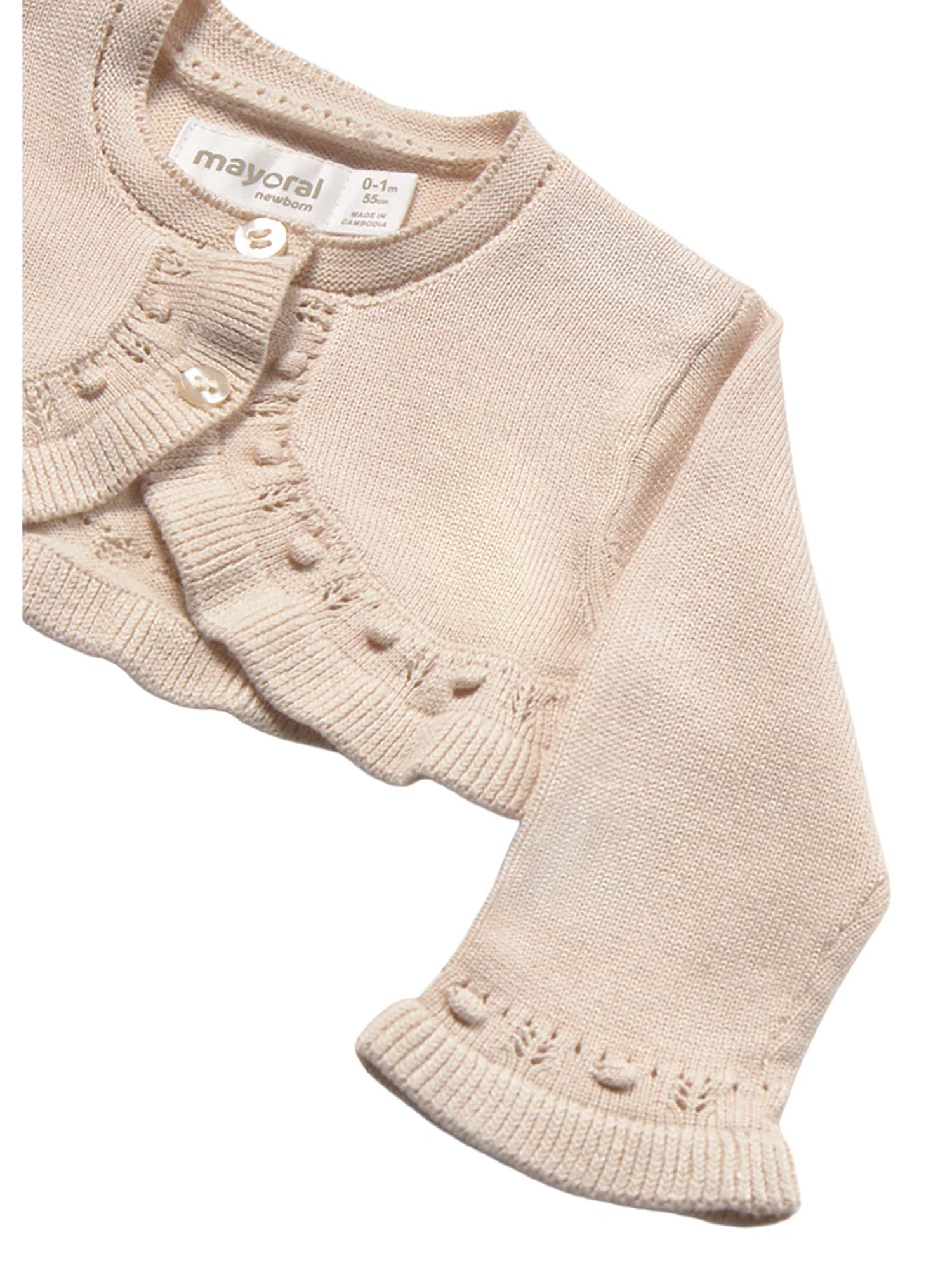 Coprispalla Mayoral Neonata basic in maglia grano - Image 3