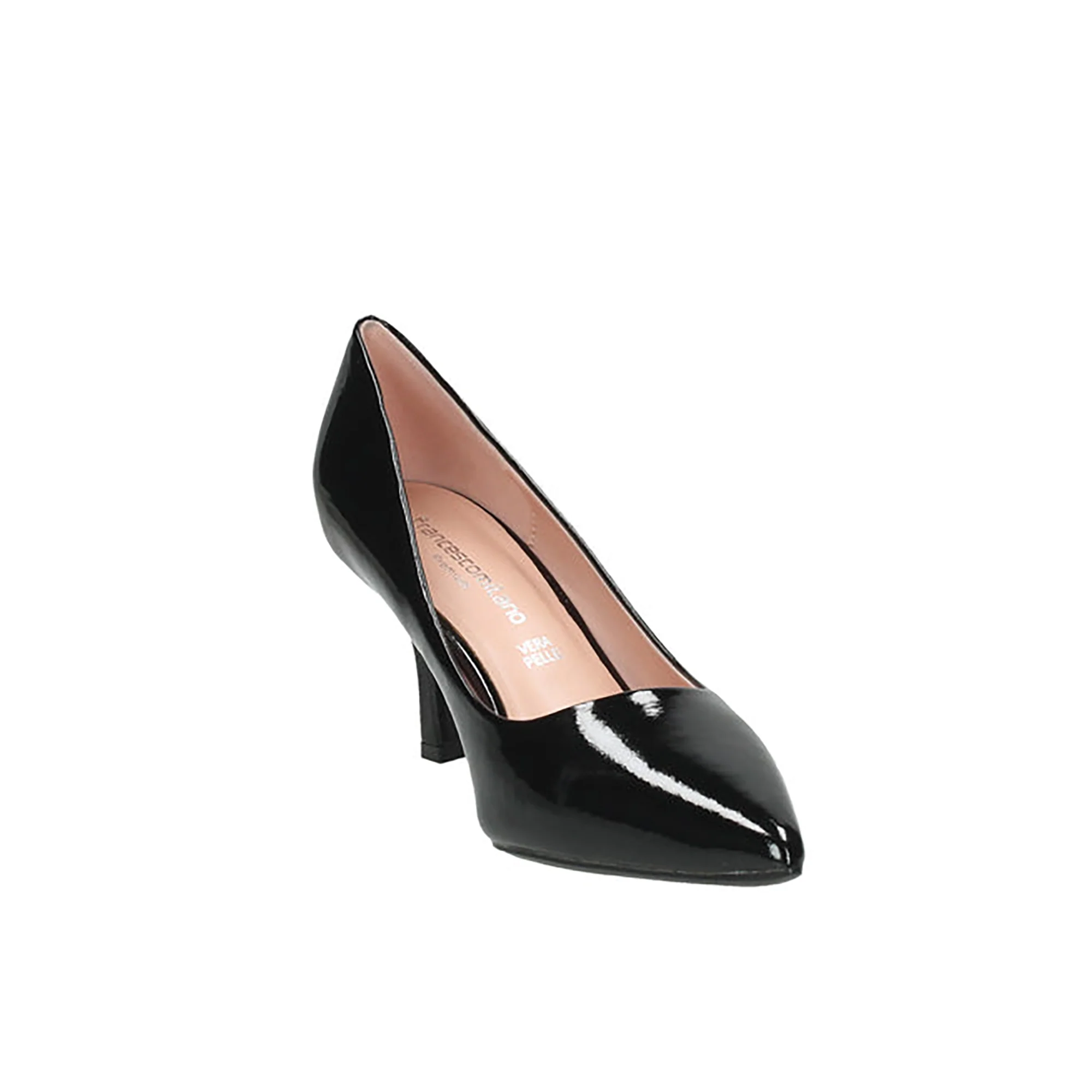 Decolleté in pelle naplak vernice tacco 75 nero - Image 3