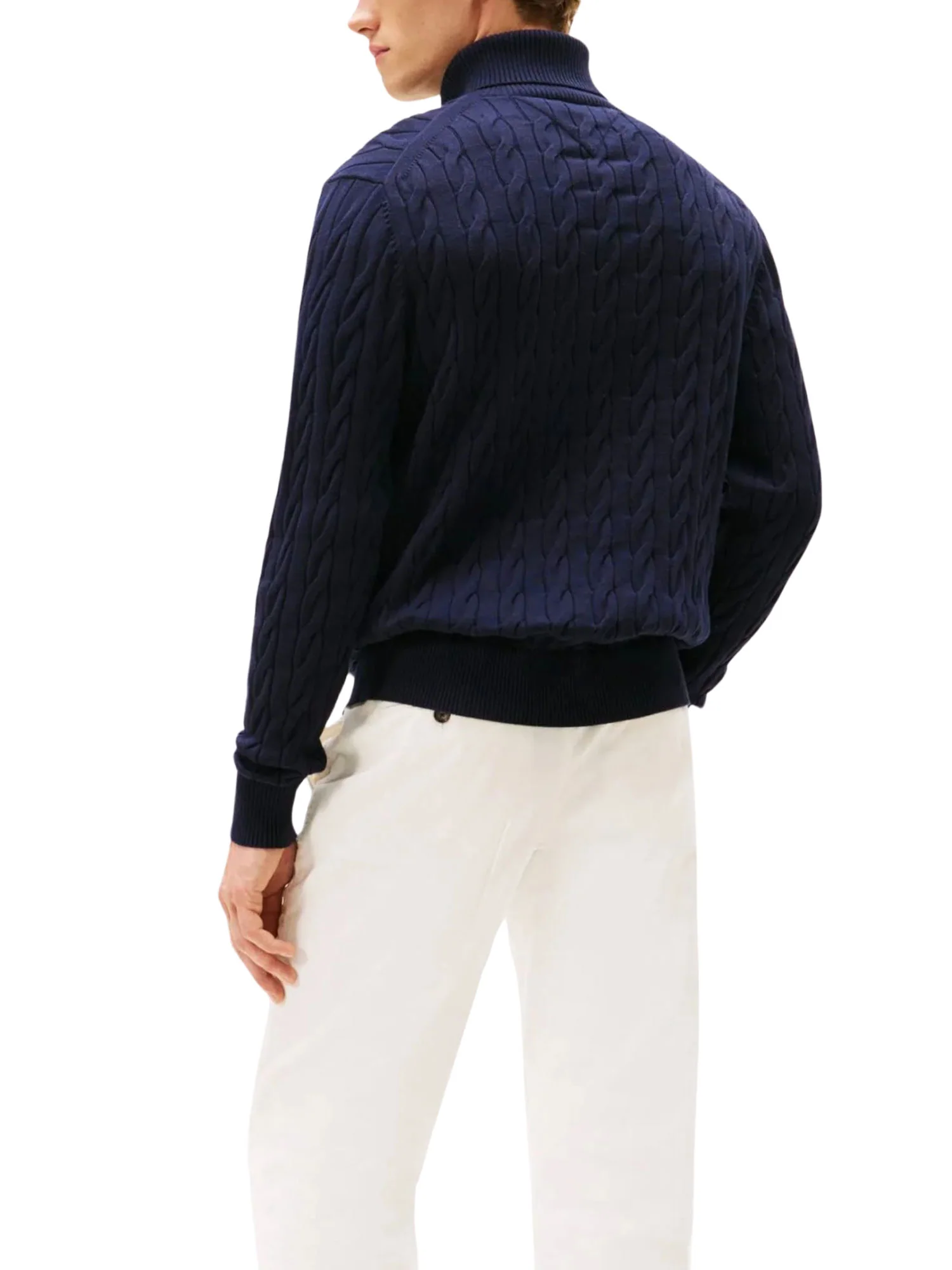 Dolcevita Tommy Hilfiger uomo cotton collo alto maglia intrecciata blu - Image 2