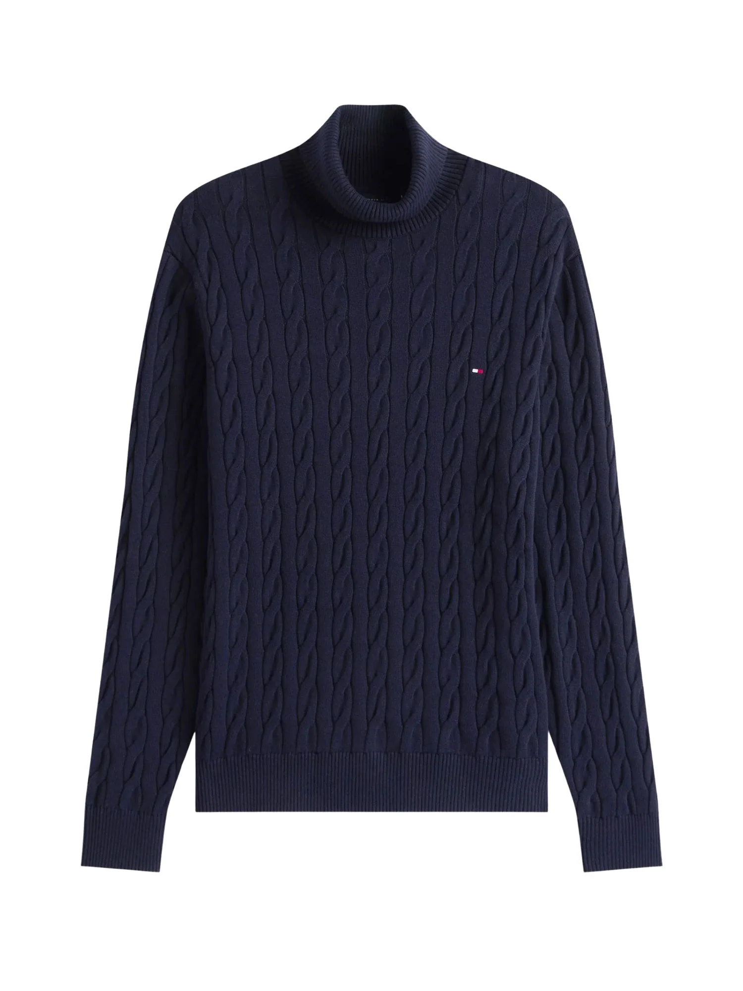 Dolcevita Tommy Hilfiger uomo cotton collo alto maglia intrecciata blu - Image 3