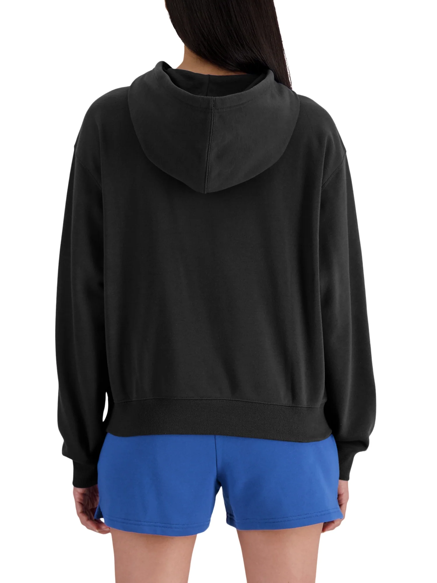 Felpa New Balance donna logo al petto con cappuccio ess french terry nero - Image 2