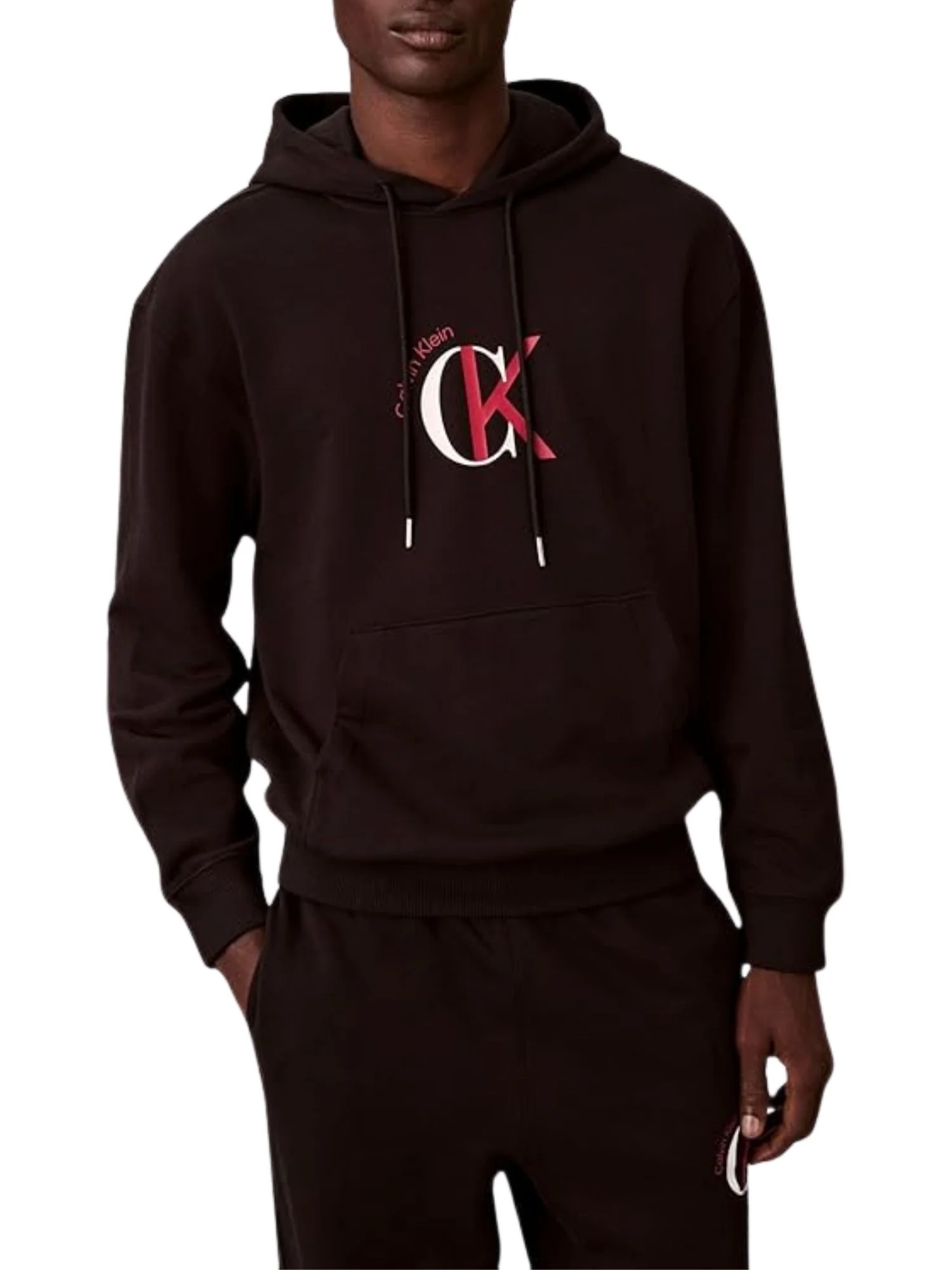 Felpa con cappuccio Calvin Klein Jeans modello graphic 350terry nero