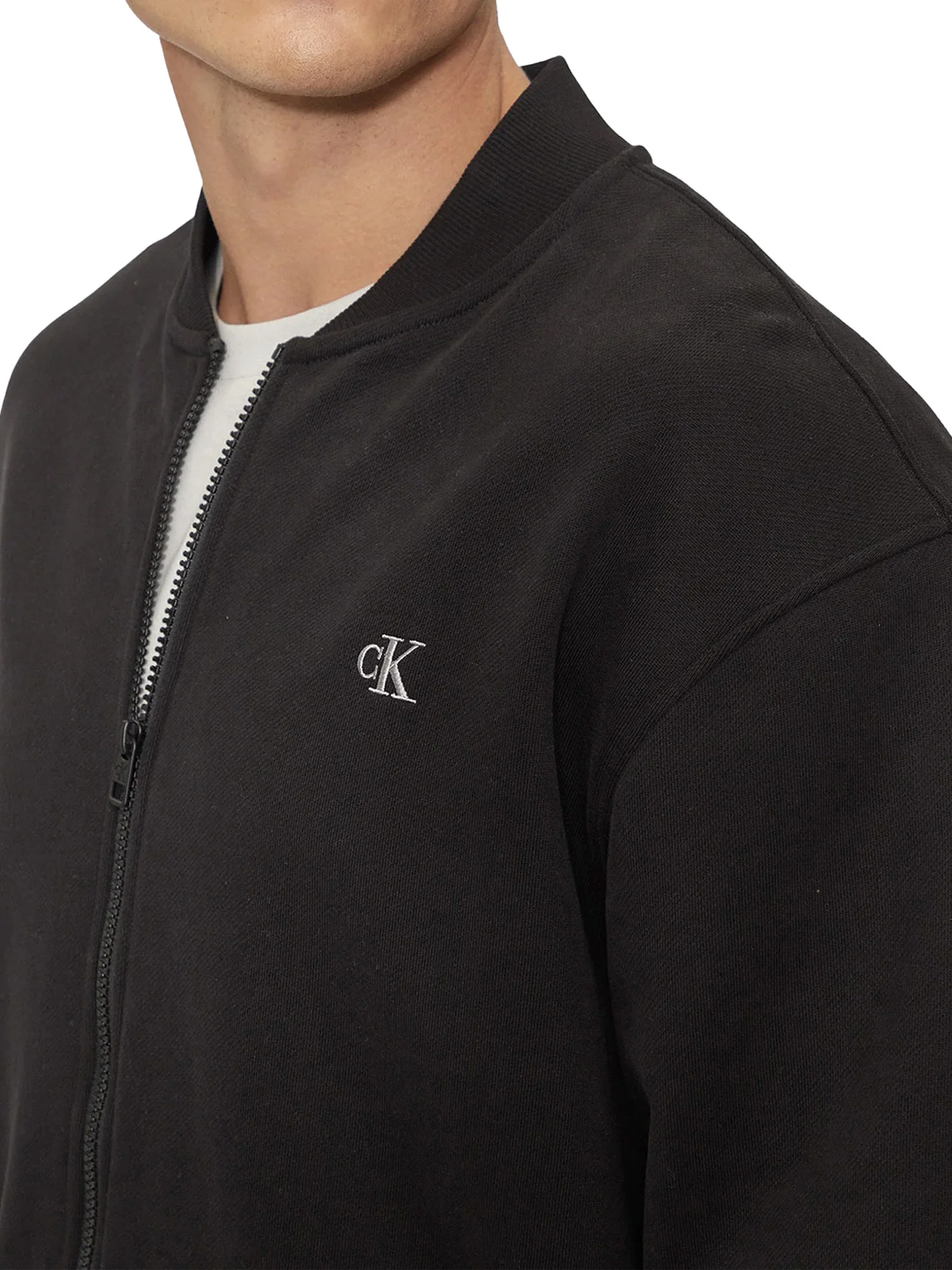 Felpa con zip logo embroidered nero - Image 3
