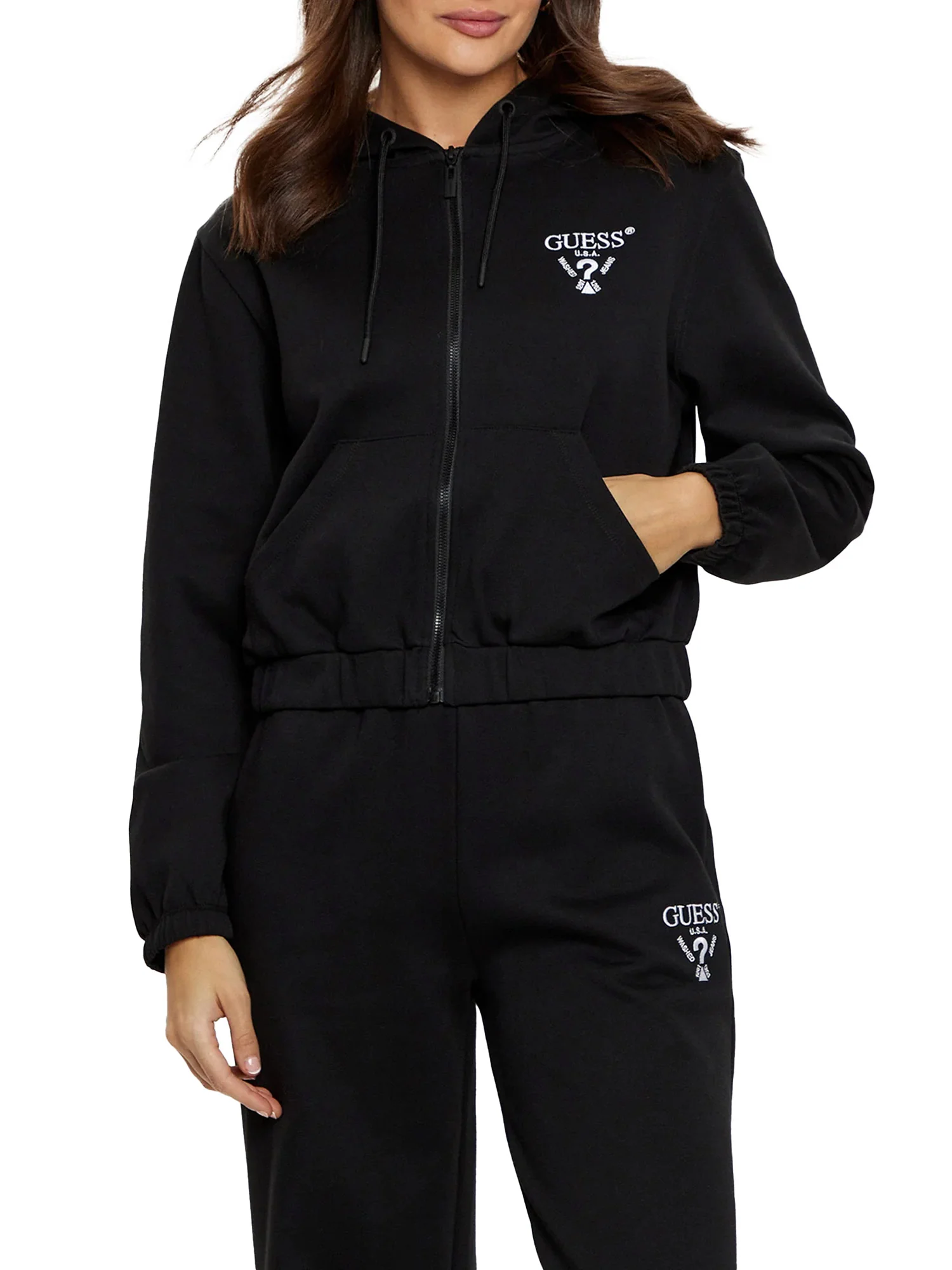 Felpa crop con cappuccio Eden nero