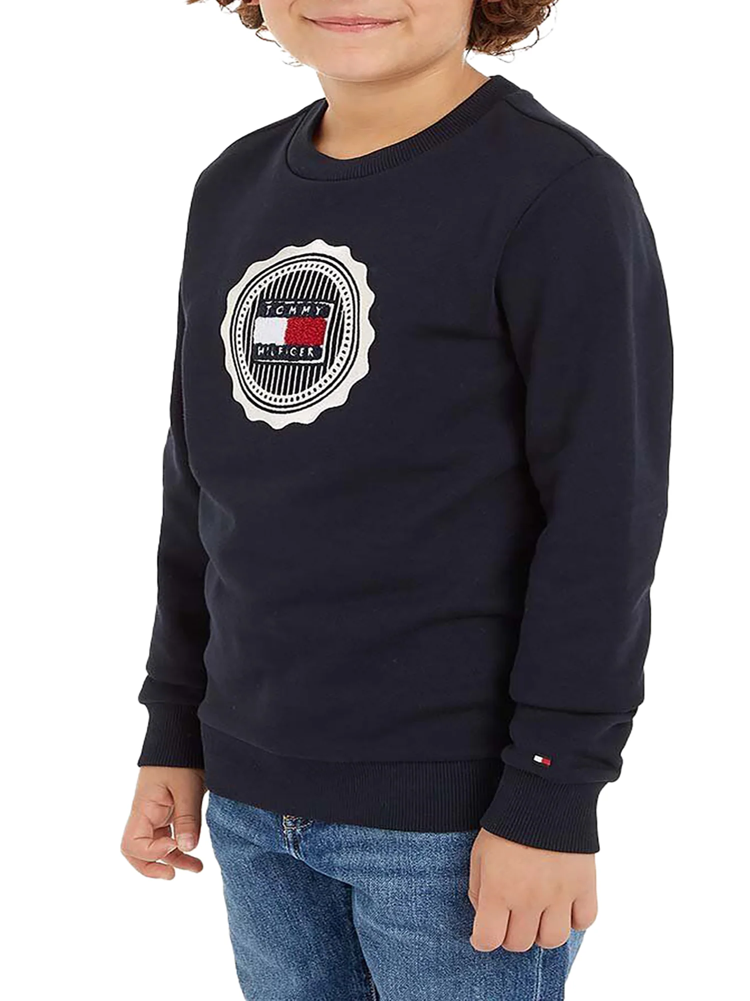 Felpa Kids girocollo logo frontale embroidery blu - Image 3