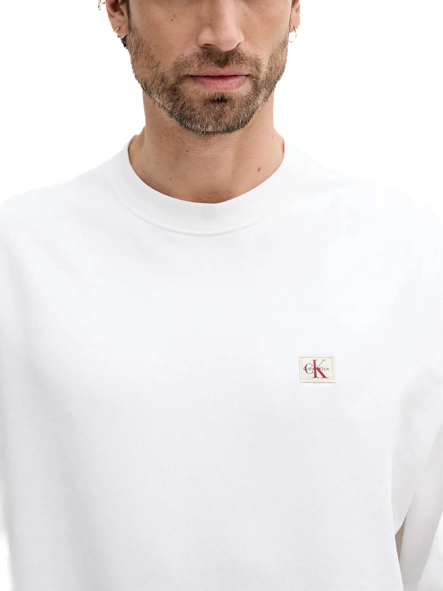 Felpa Calvin Klein in cotone logo badge bianco - Image 3