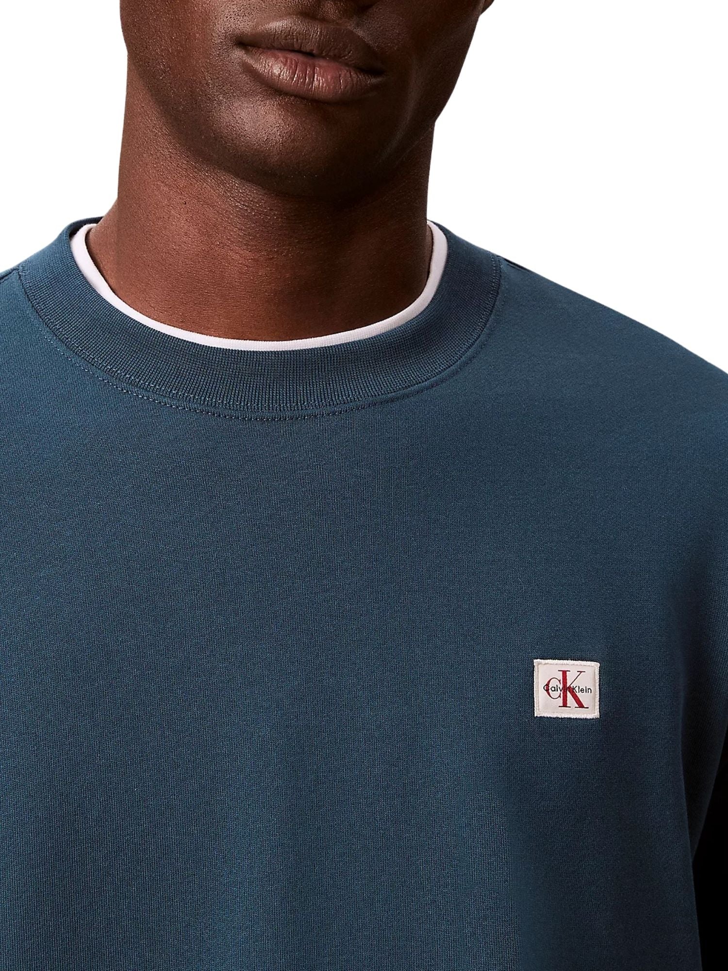 Felpa con maniche lunghe Calvin Klein Jeans modello badge 350terry blu - Image 3
