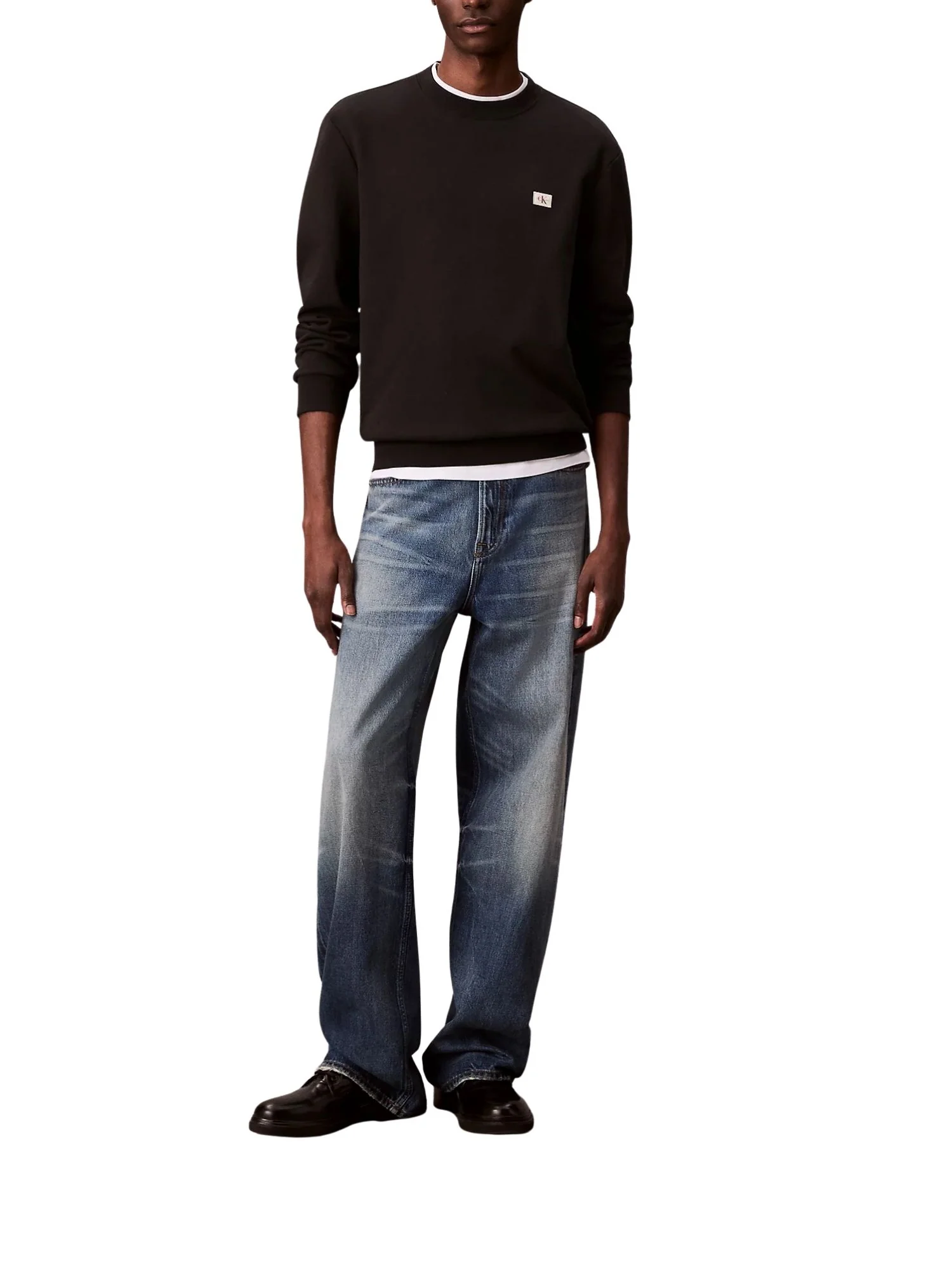Felpa con maniche lunghe Calvin Klein Jeans modello badge 350terry nero - Image 4