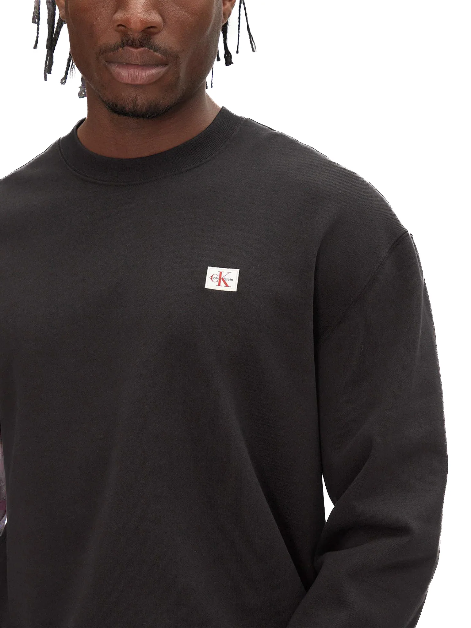 Felpa Calvin Klein in cotone logo badge nero - Image 3
