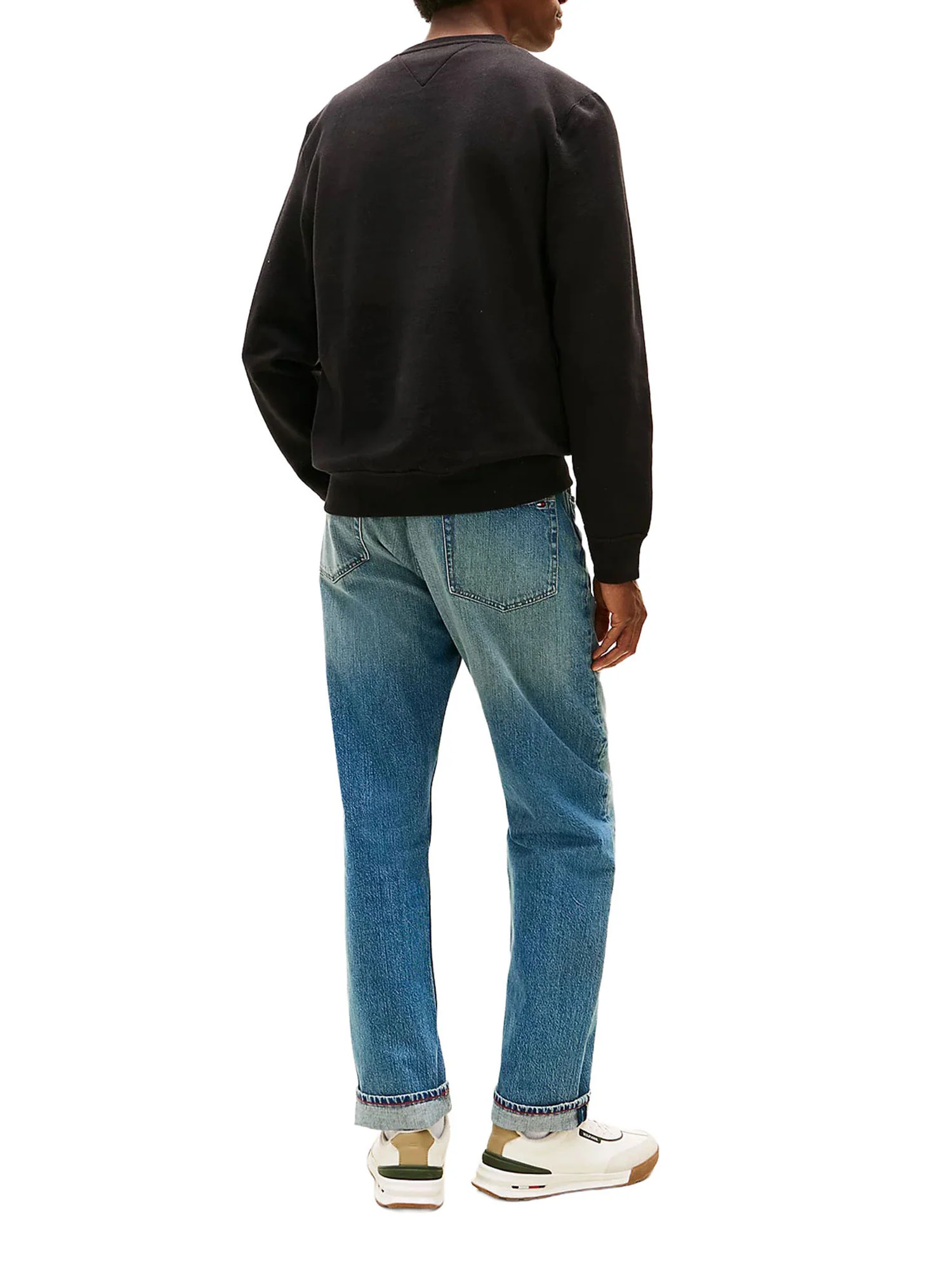 Felpa girocollo Tommy Hilfiger uomo con bandierina ricamata nero - Image 2