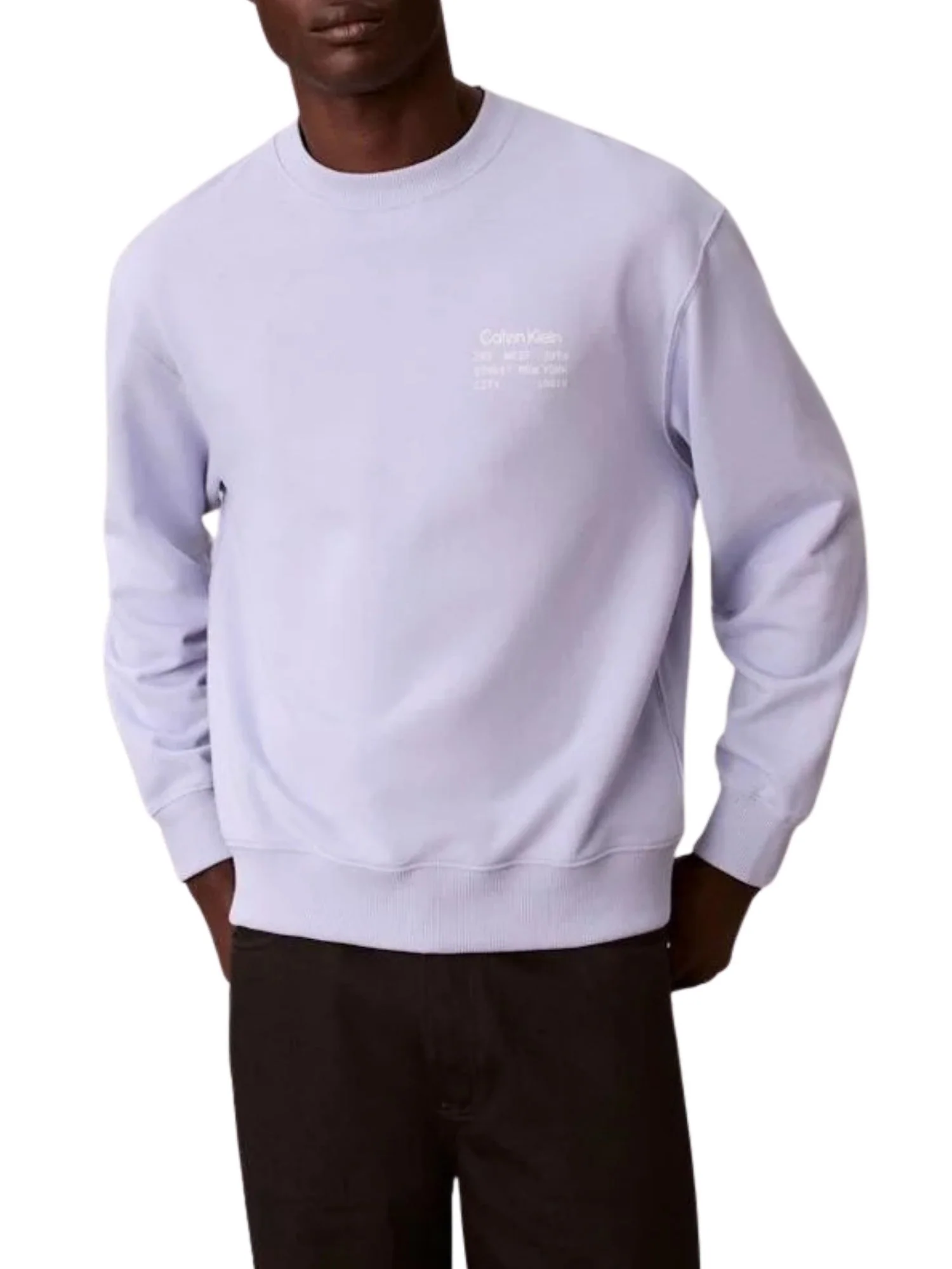 Felpa con maniche lunghe Calvin Klein Jeans modello graphic 350terry celeste