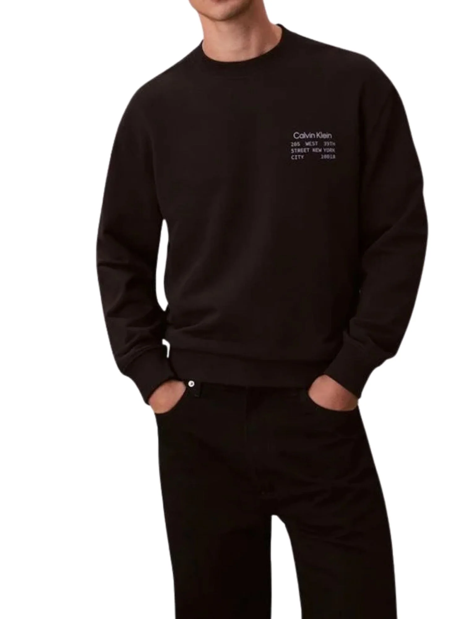Felpa con maniche lunghe Calvin Klein Jeans modello graphic 350terry nero