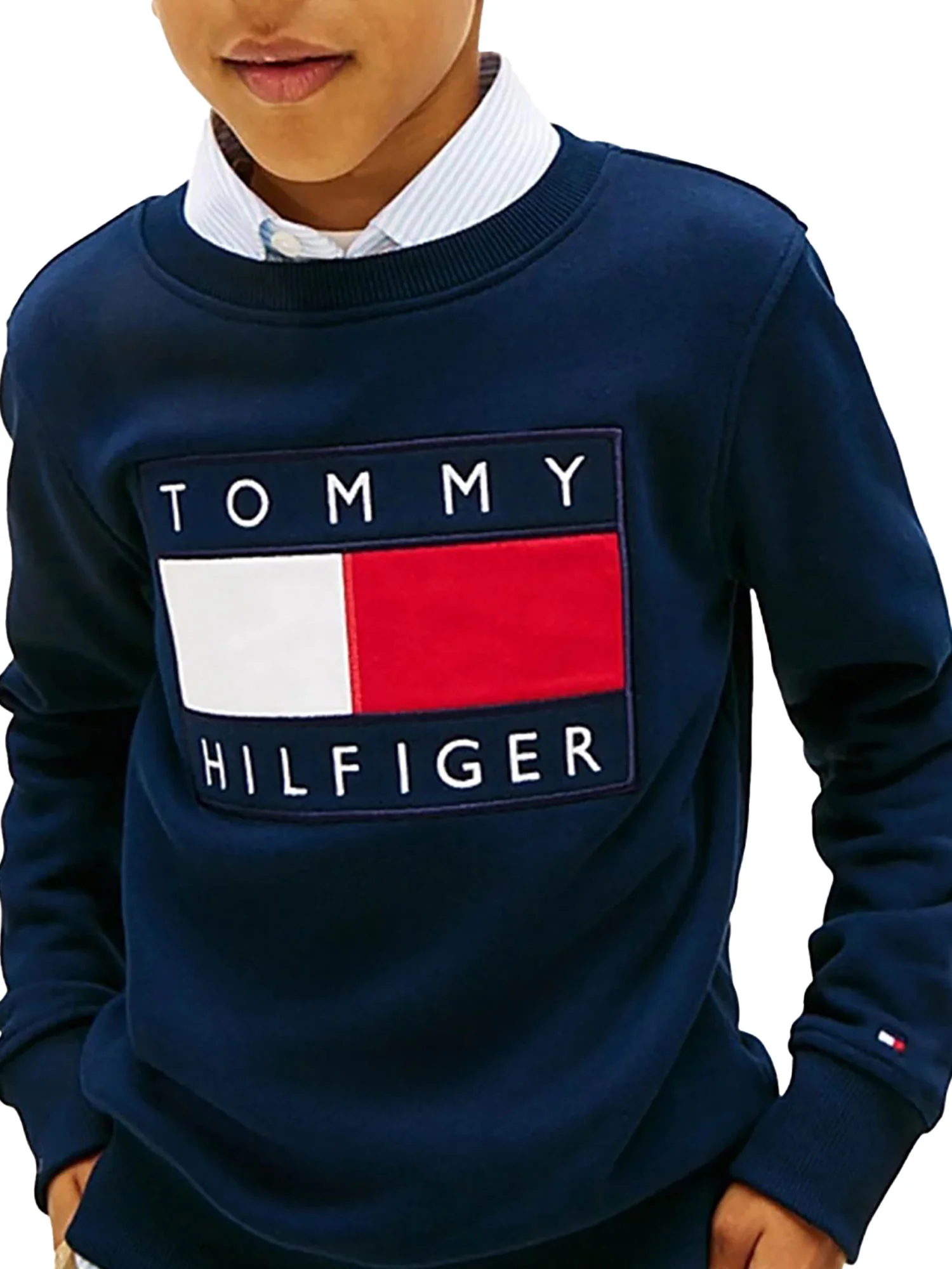 Felpa Tommy Hilfigher Ragazzo heritage flag blu - Image 4