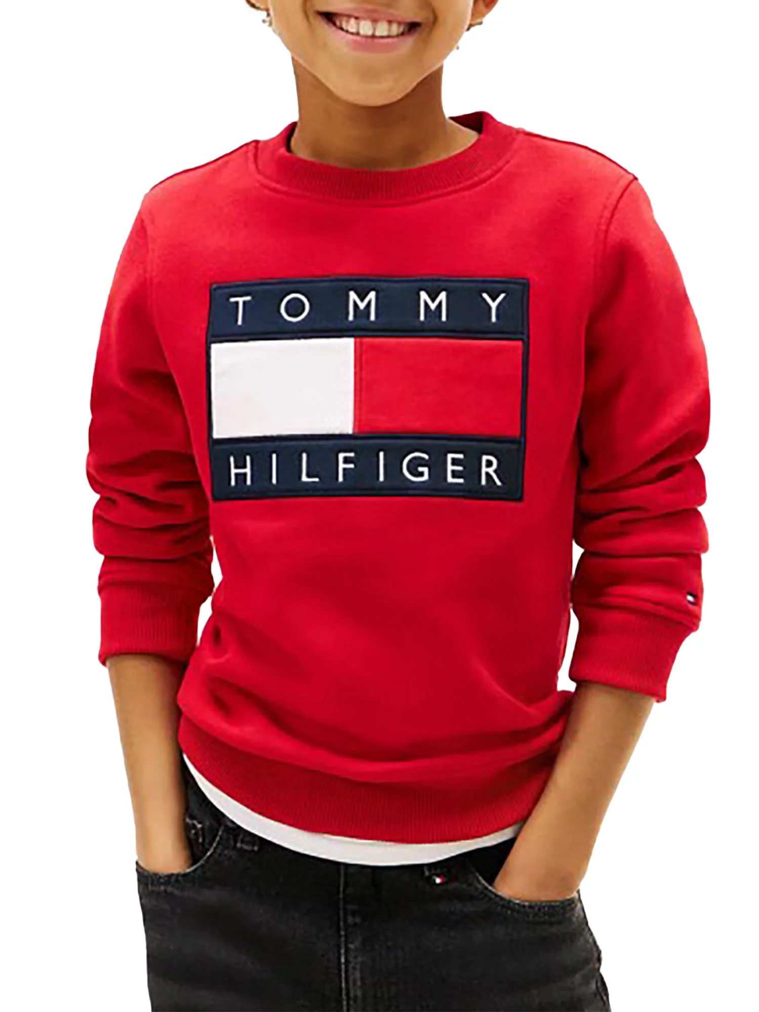 Felpa Tommy Hilfigher Bambino heritage flag rosso - Image 2