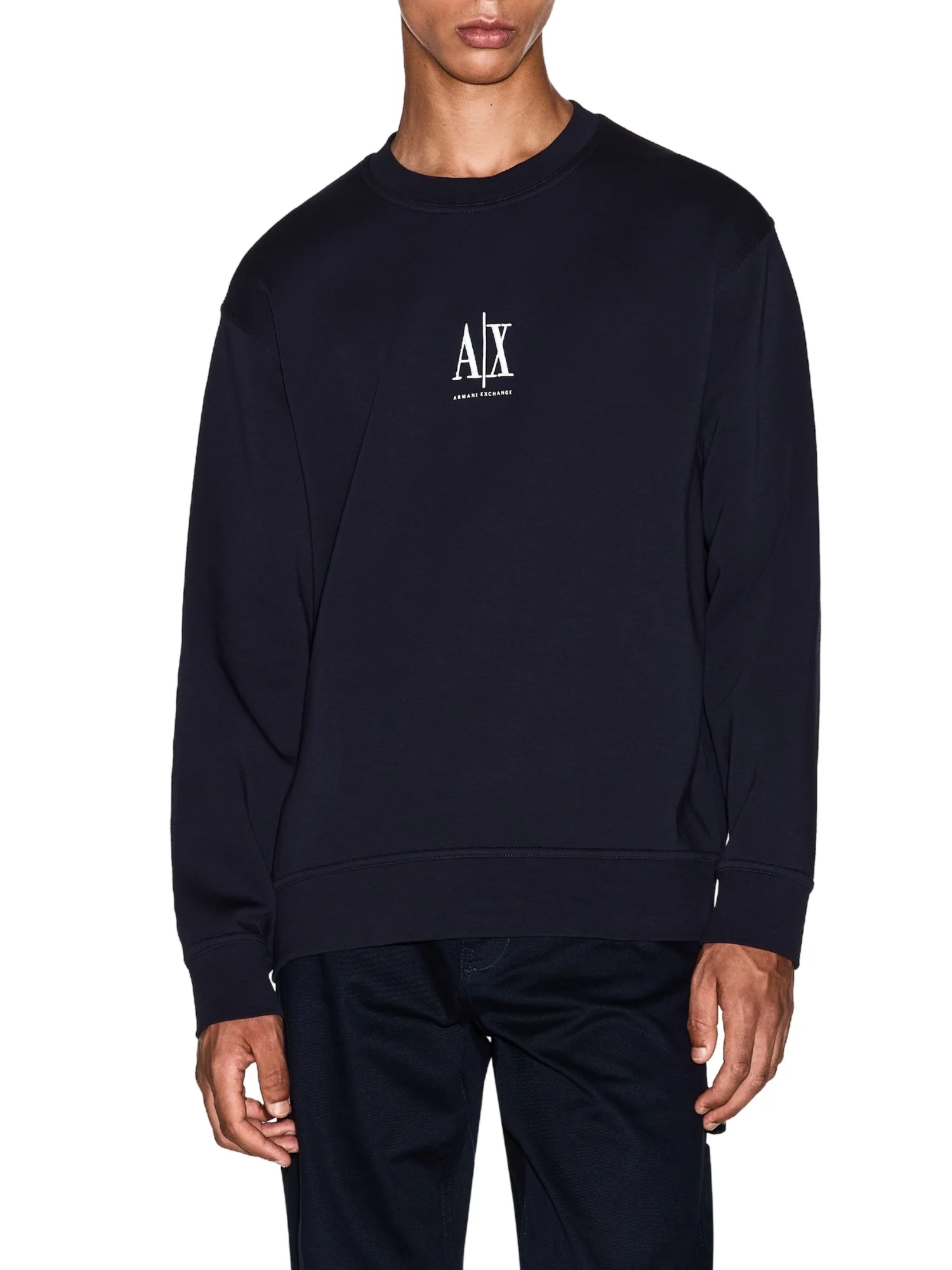 Felpa a girocollo logo al petto Armani Exchange da uomo icon project nero