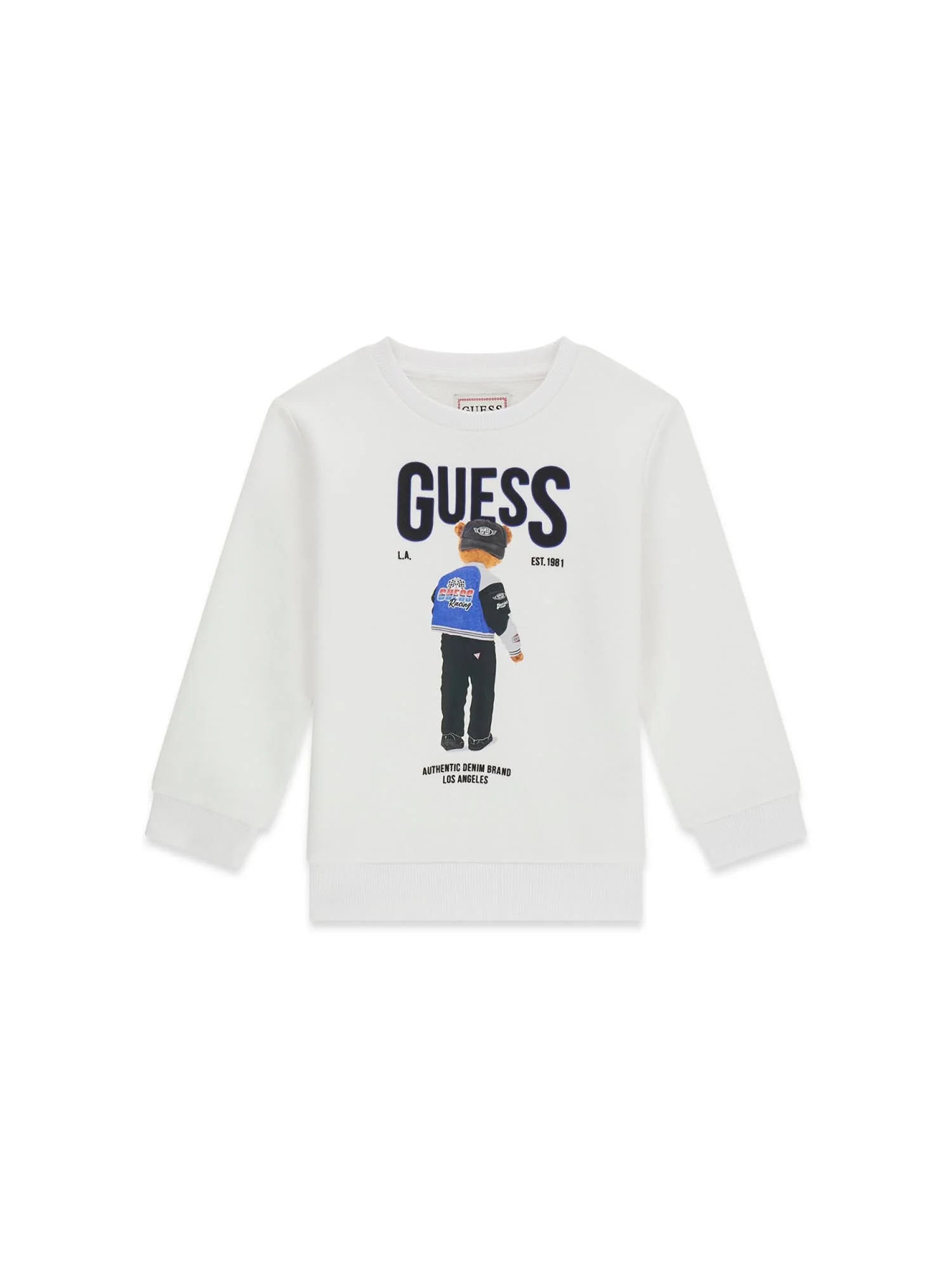 Felpa Guess Bambino logo bear bianco