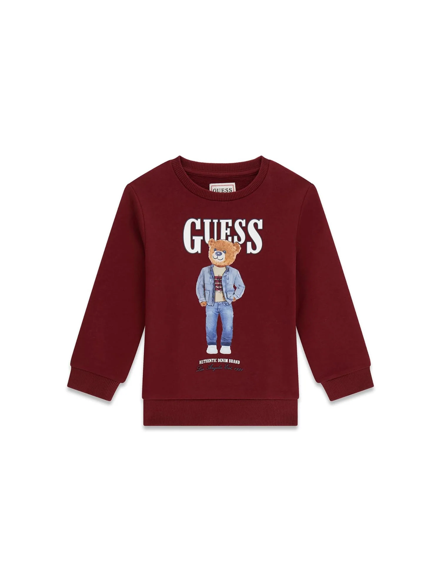 Felpa Guess Bambino logo bear vino