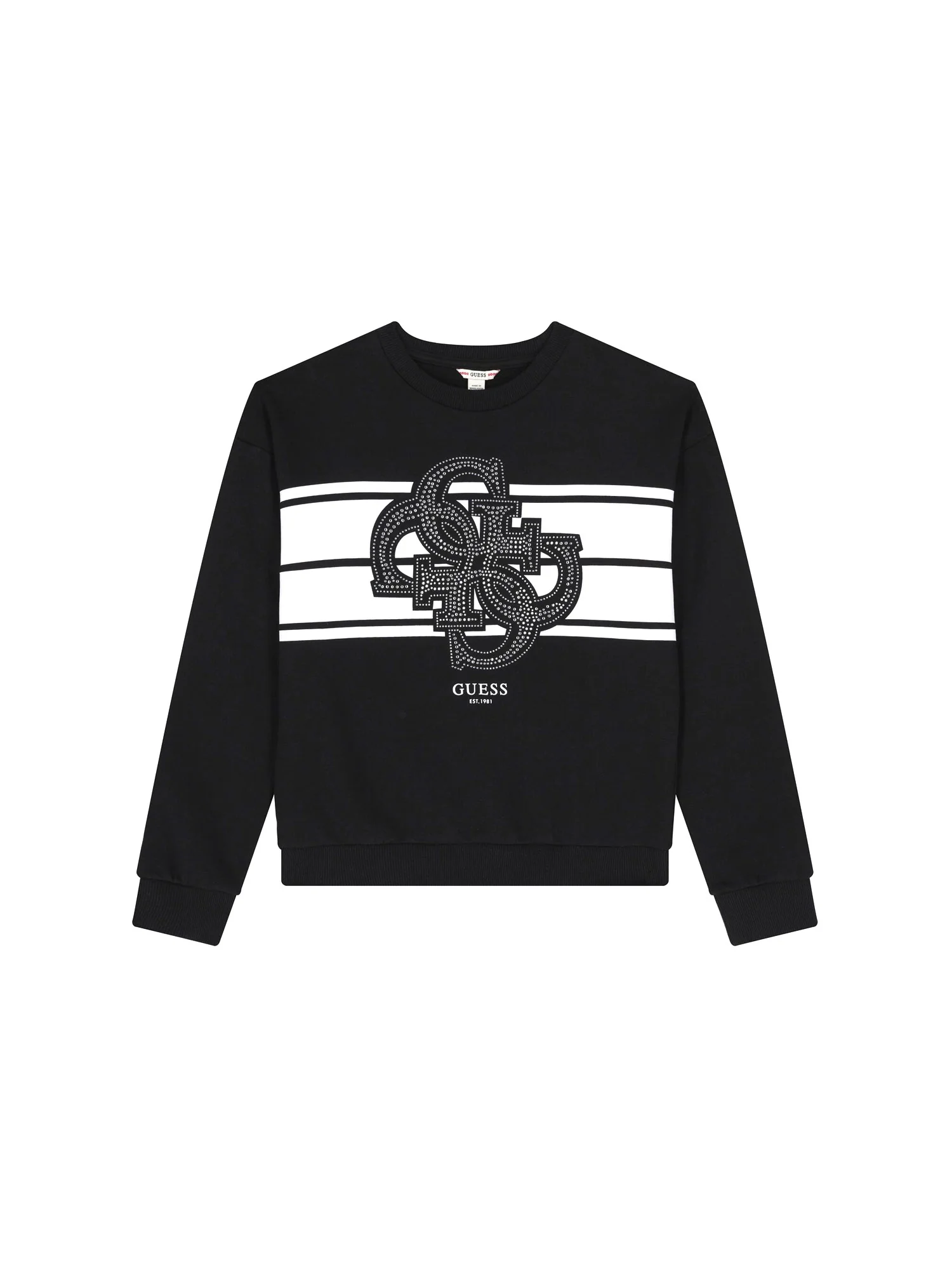 Felpa Guess bambina maniche lunghe active con logo nero